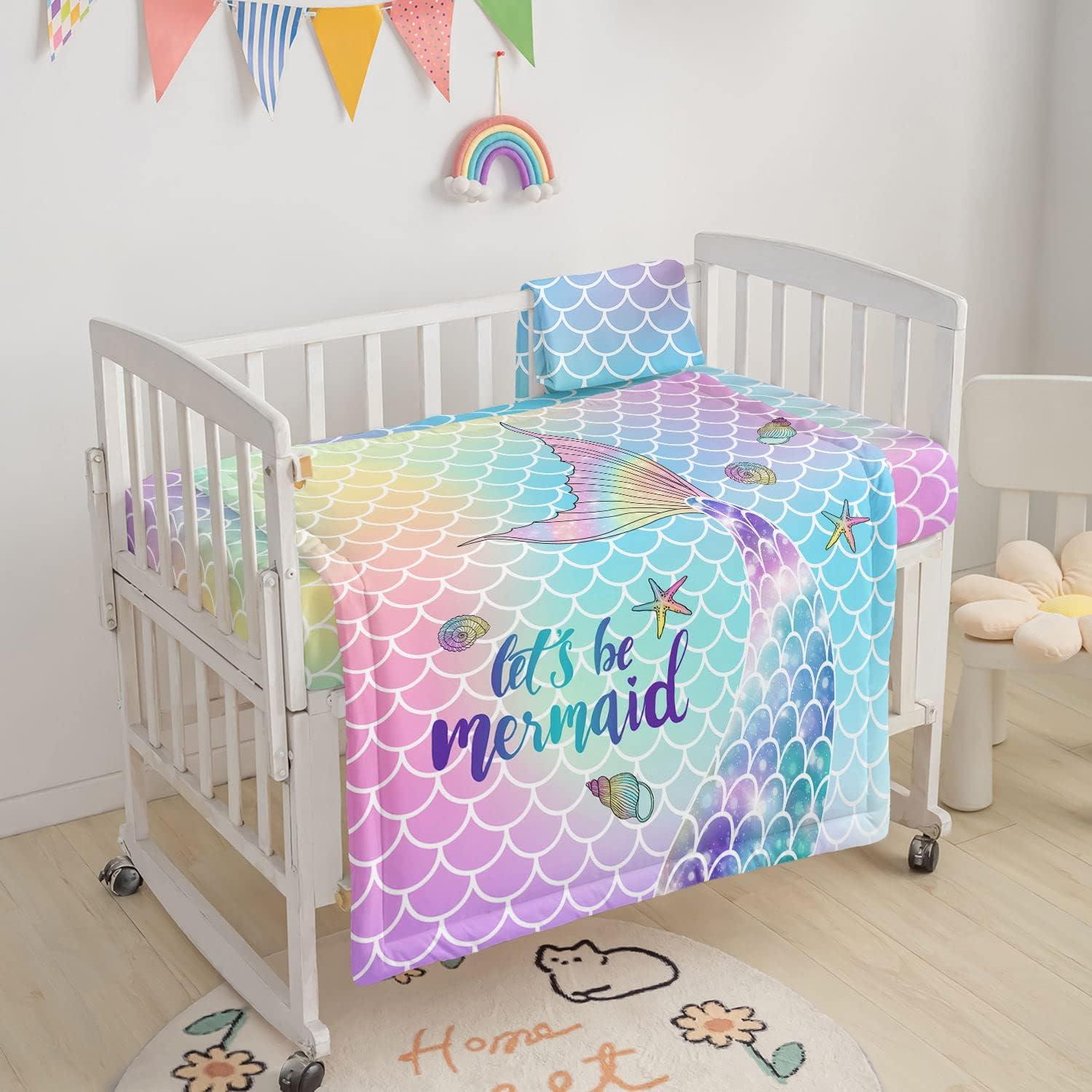 Juego de Ropa de Cuna 3 Piezas Datura home Sirena Arcoíris