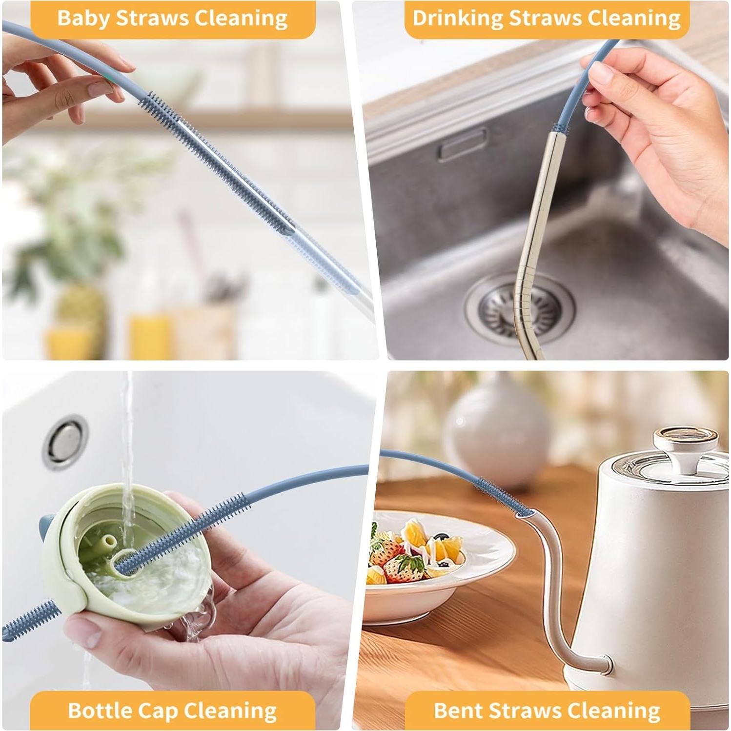 Juego de cepillos de silicona Raymeefa para botellas y popotes