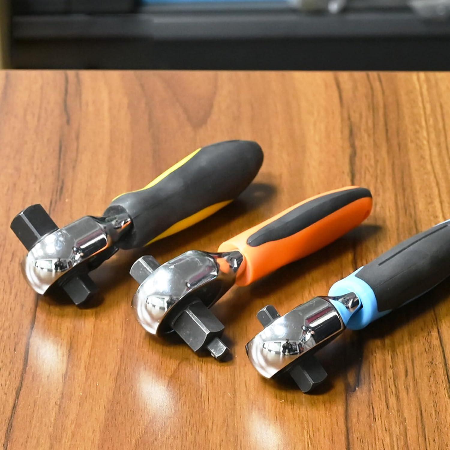 Llave de Carraca Muloo Doble Cabeza 72 Dientes Amarillo