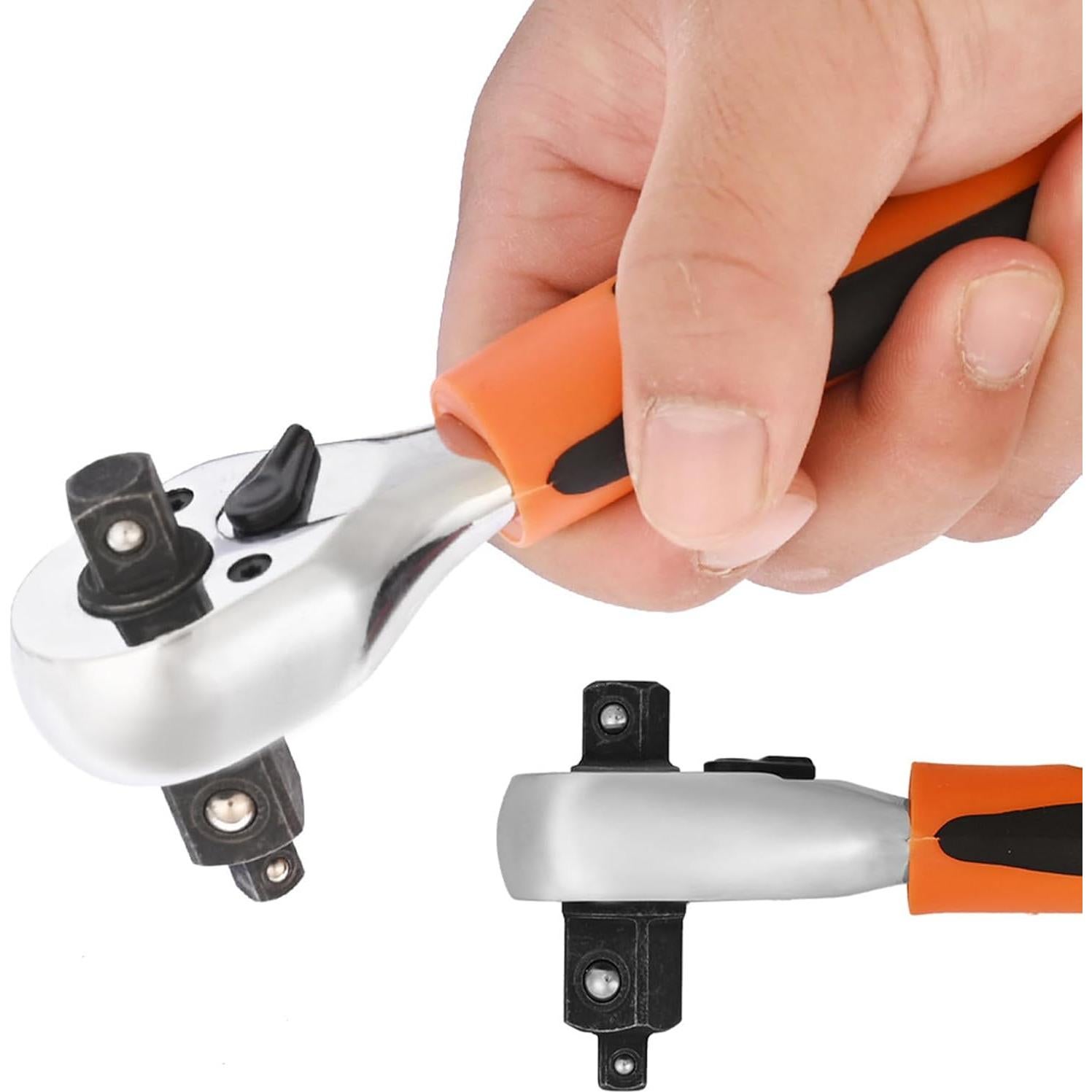 Llave de Carraca Muloo Doble Cabeza 72 Dientes Amarillo