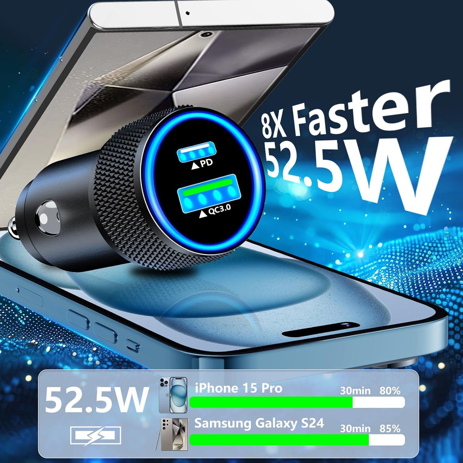 Cargador de coche USB-C KYOHAYA 52.5W MFi para iPhone 17