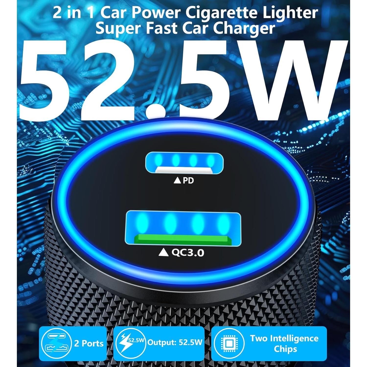 Cargador de coche USB-C KYOHAYA 52.5W MFi para iPhone 17