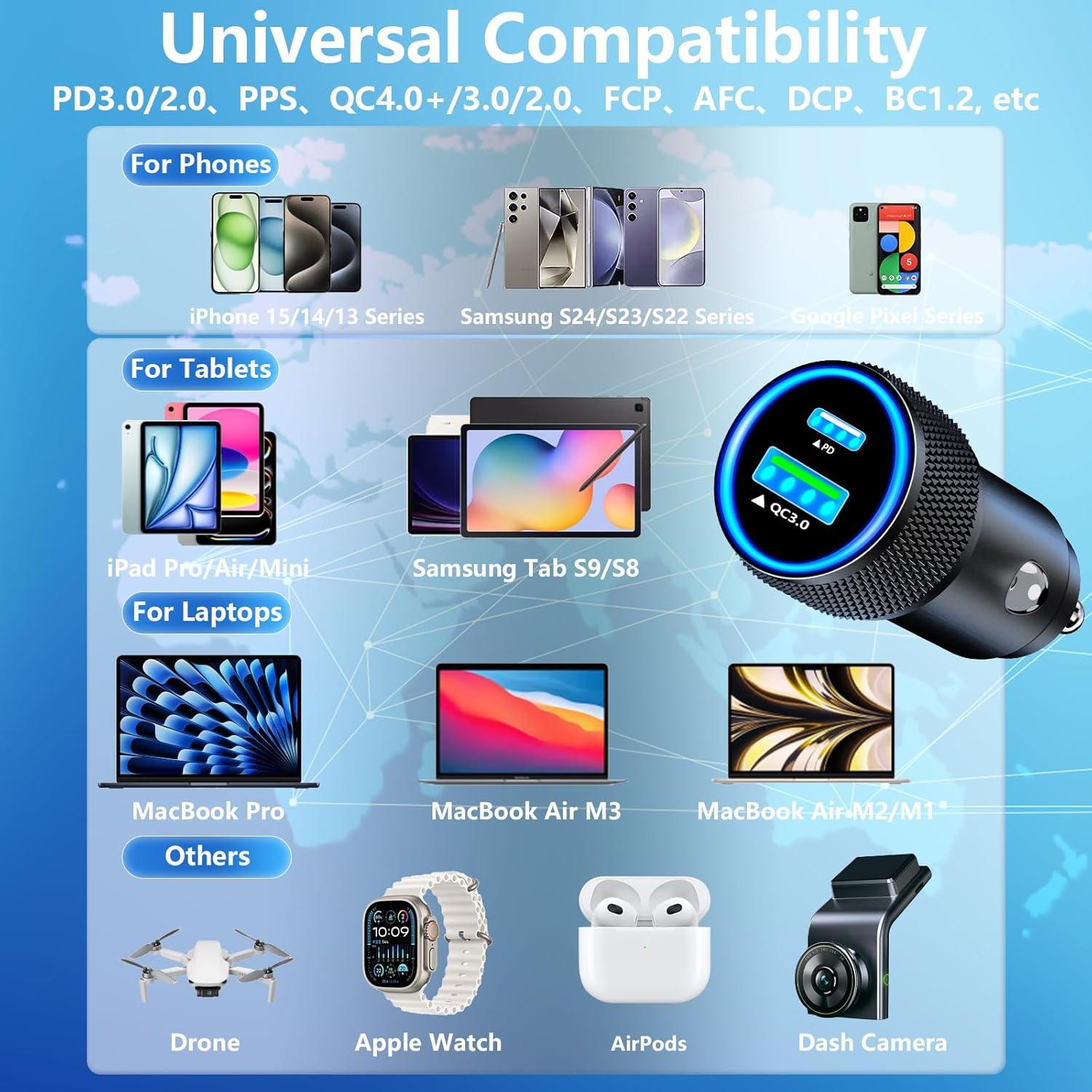 Cargador de coche USB-C KYOHAYA 52.5W MFi para iPhone 17