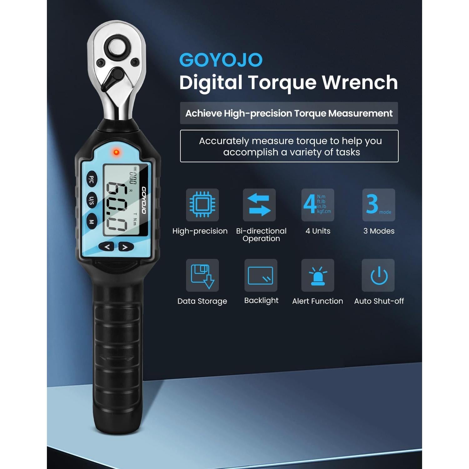 Llave de Torque Digital GOYOJO 1/4" 1-10Nm Alta Precisión