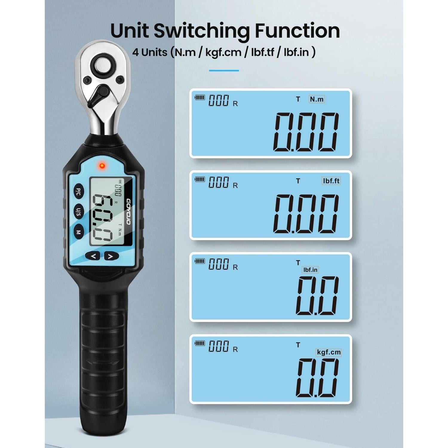 Llave de Torque Digital GOYOJO 1/4" 1-10Nm Alta Precisión