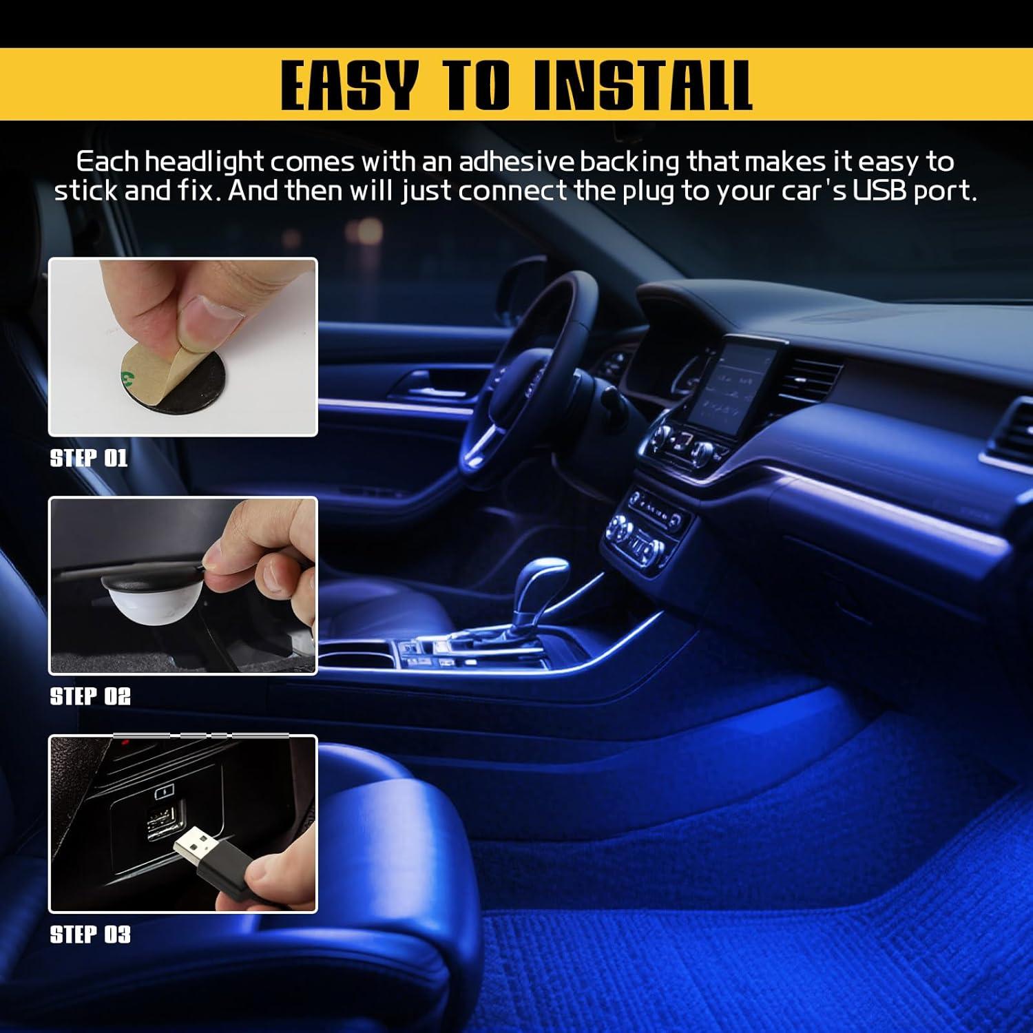 Luces LED para Interior de Automóvil Wuyaoyao Azul 4 en 1