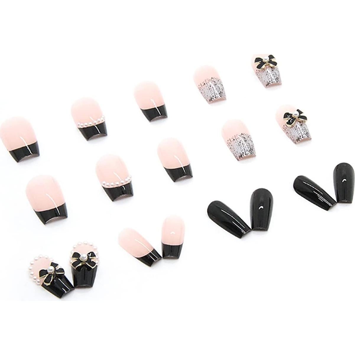 24 Uñas Postizas Francesas YKZFUI Reutilizables Acrílico