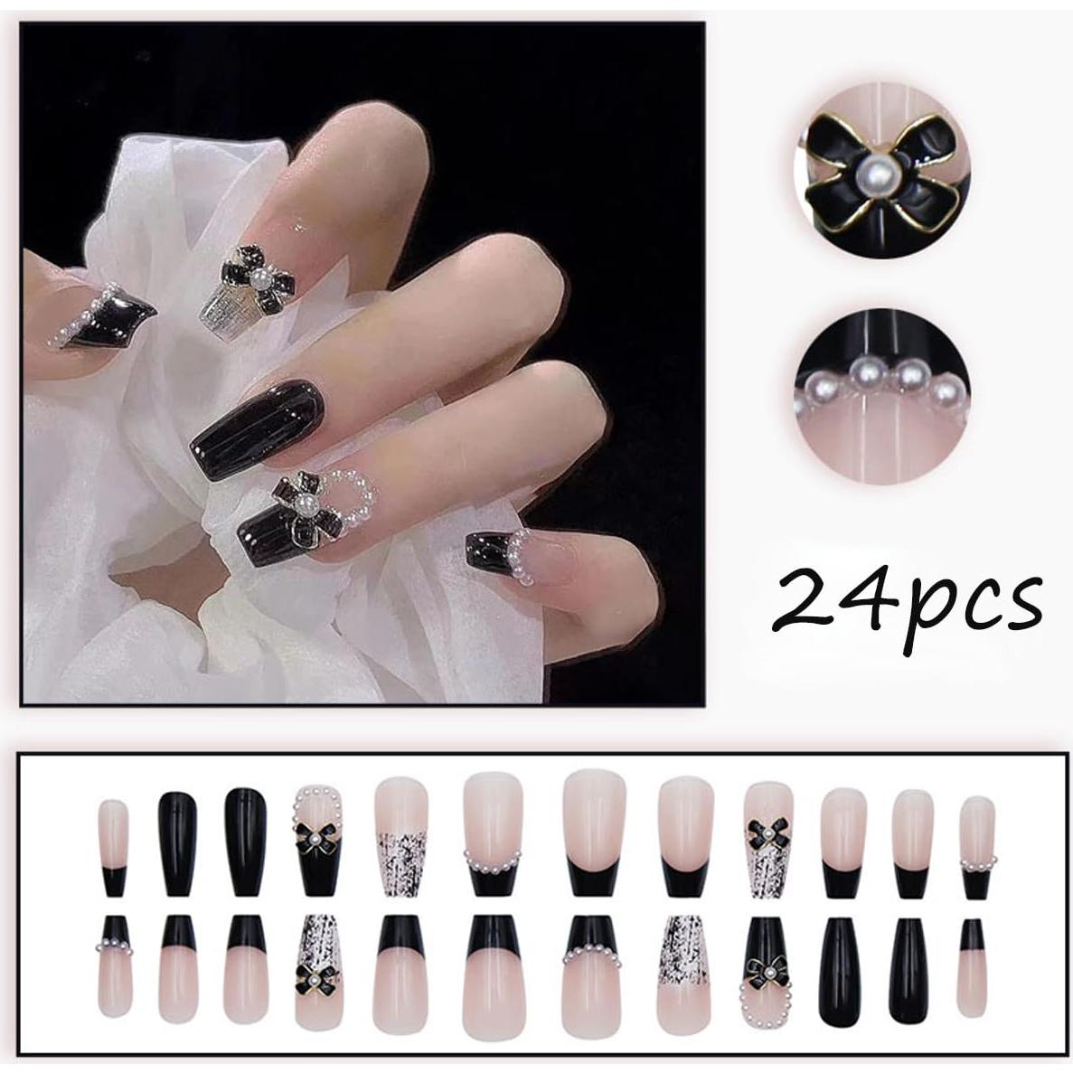 24 Uñas Postizas Francesas YKZFUI Reutilizables Acrílico