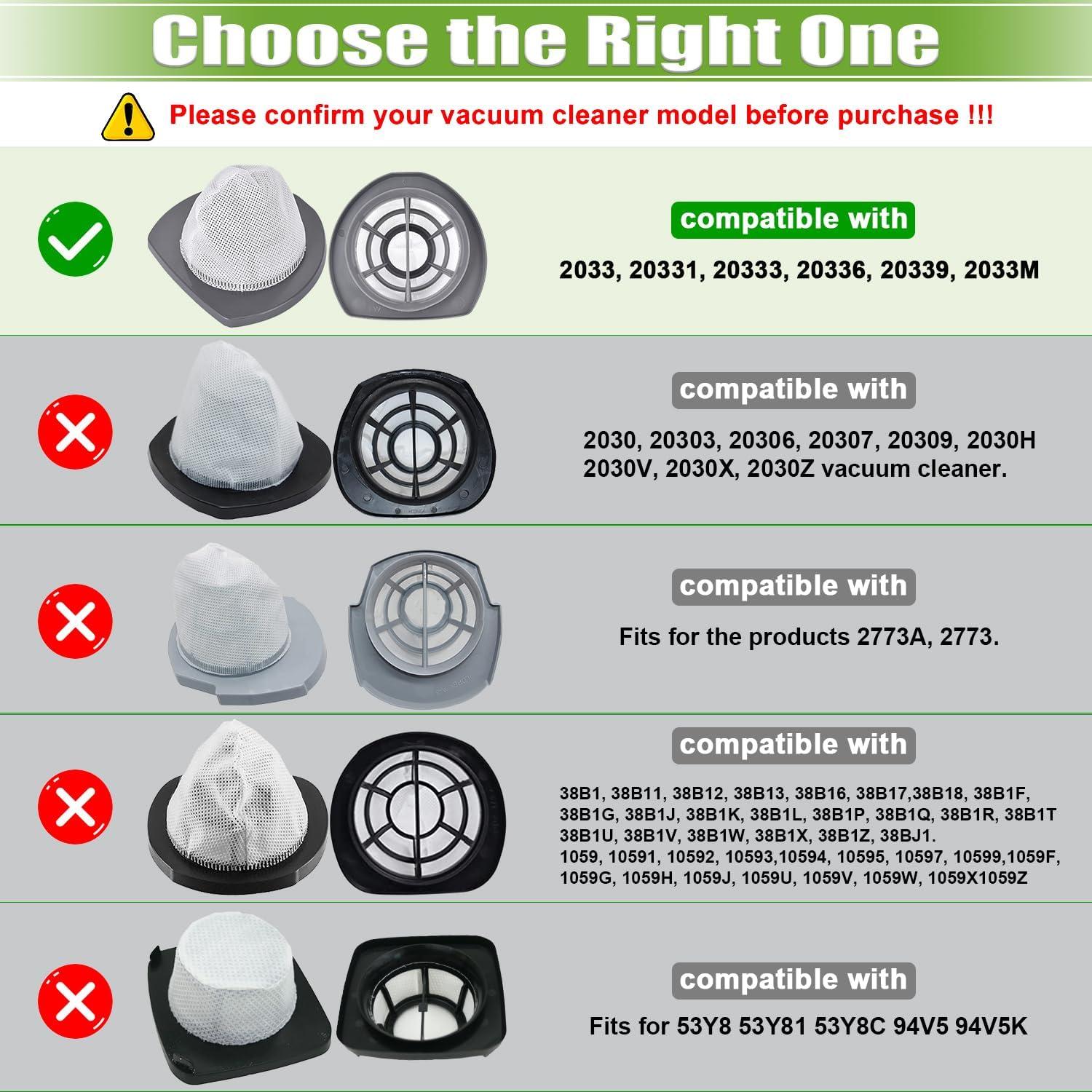 Filtros de Reemplazo Bissell Featherweight 2033 - 2 Malla + 4 Espuma