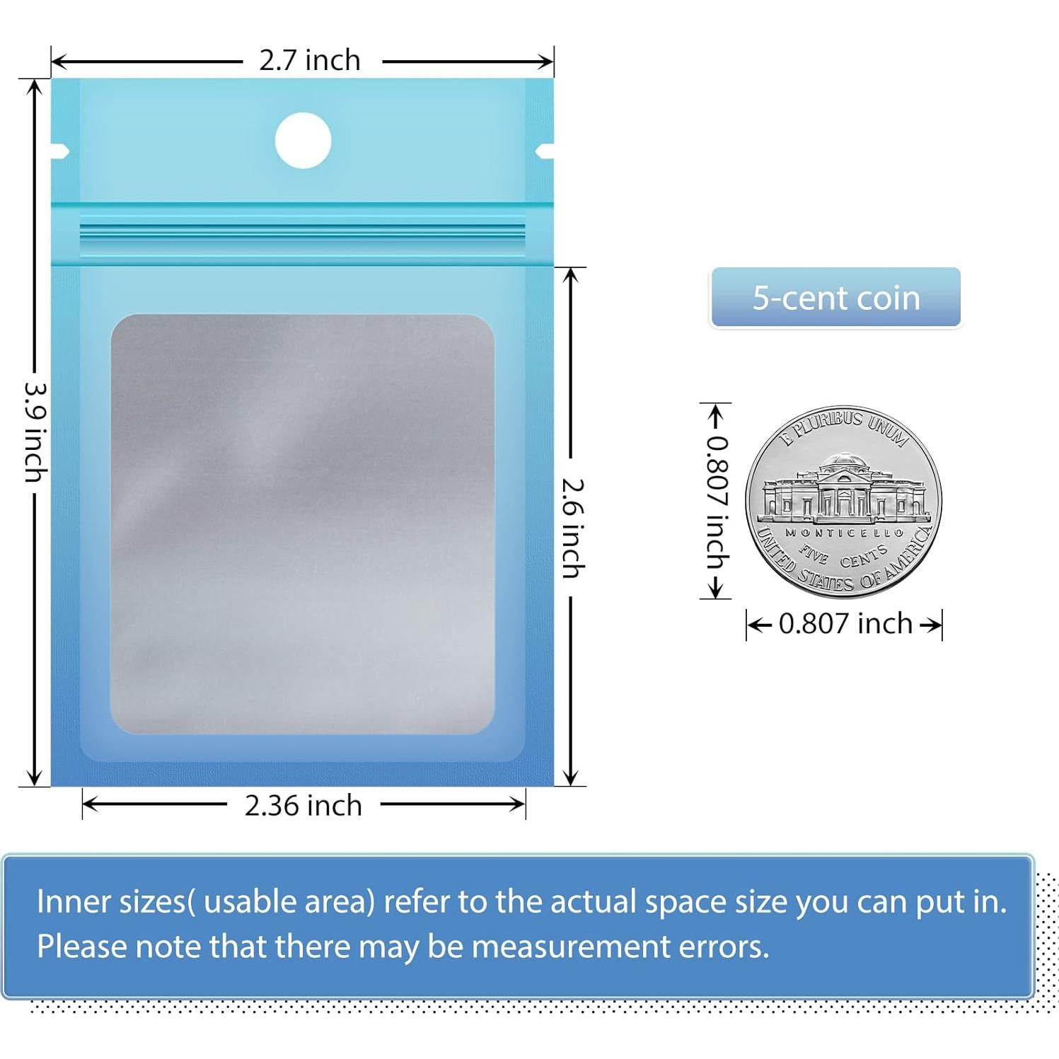 Bolsas Reutilizables Mylar FUNFERY 100 Pcs 6.9x9.9cm Azul