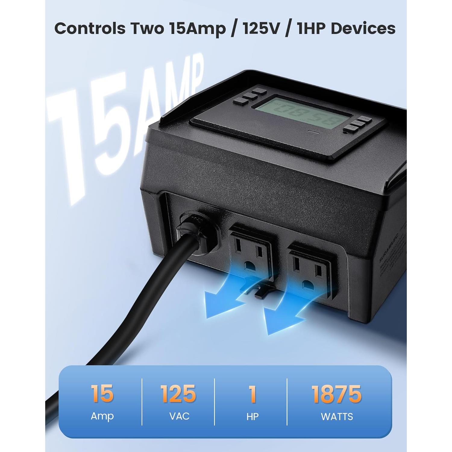 Temporizador Digital SURAIELEC para Piscinas 15A 125V