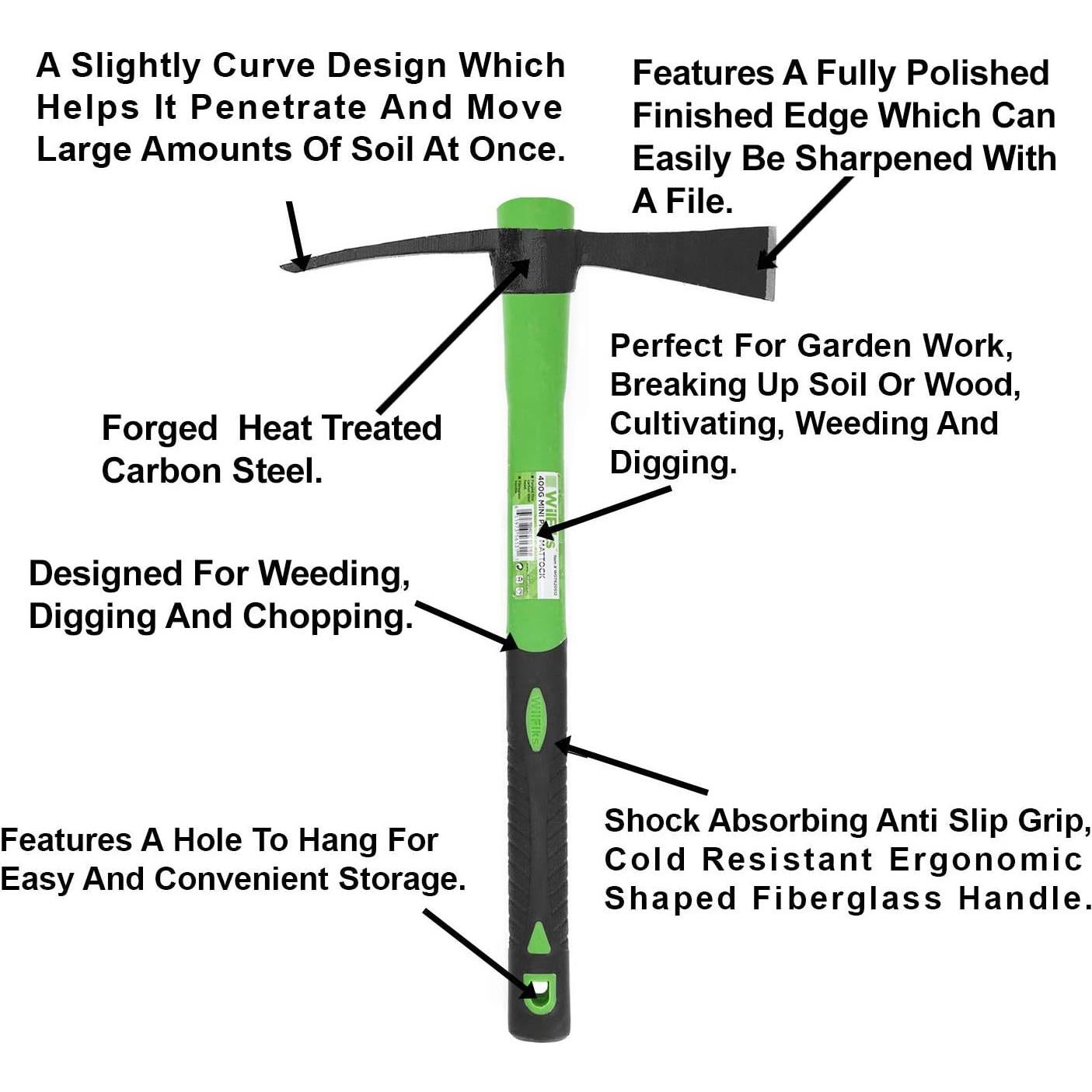 Cortador Mattock WilFiks 38 cm Acero Forjado Ergonomico