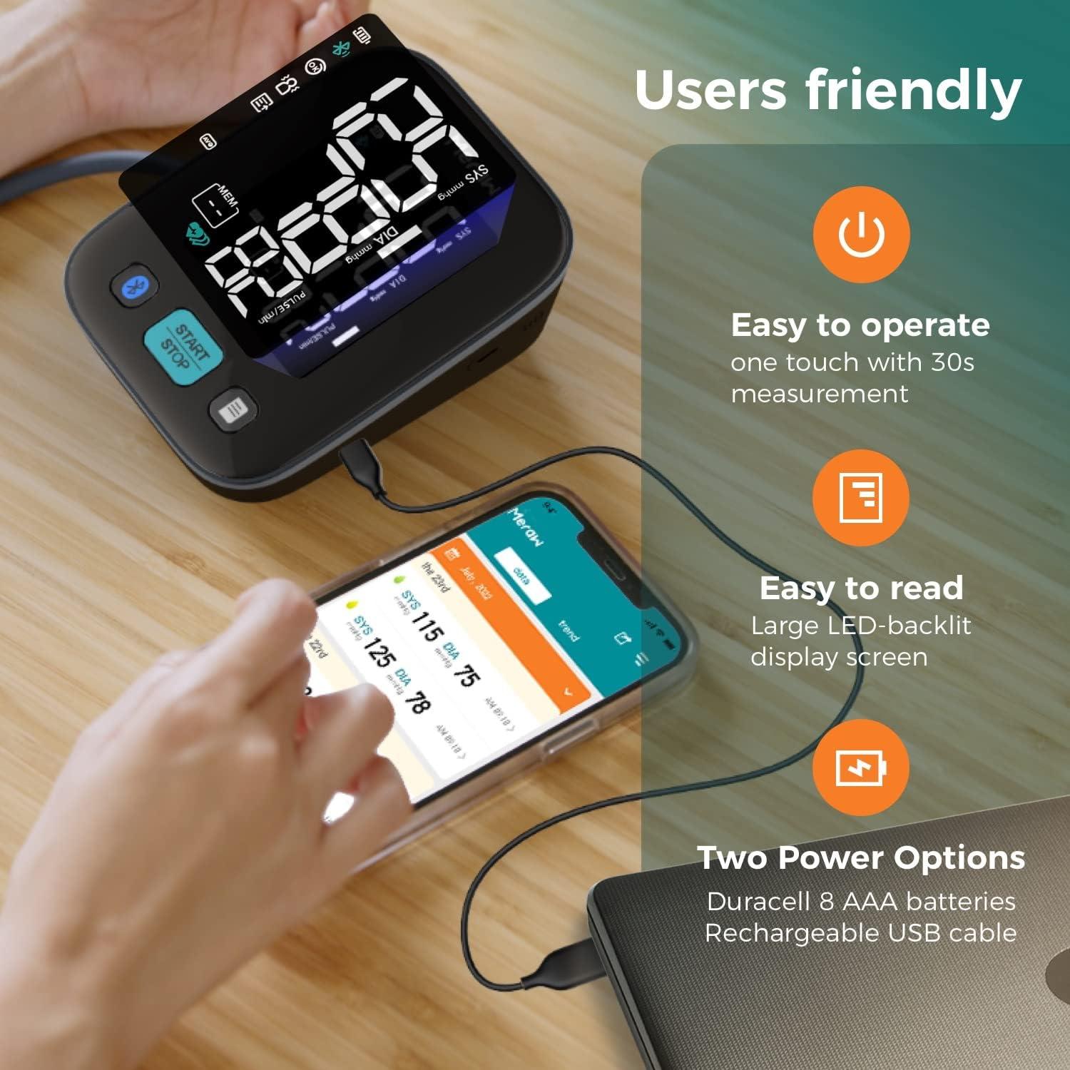 Monitor de Presión Arterial Meraw Cedar Negro con App 2023