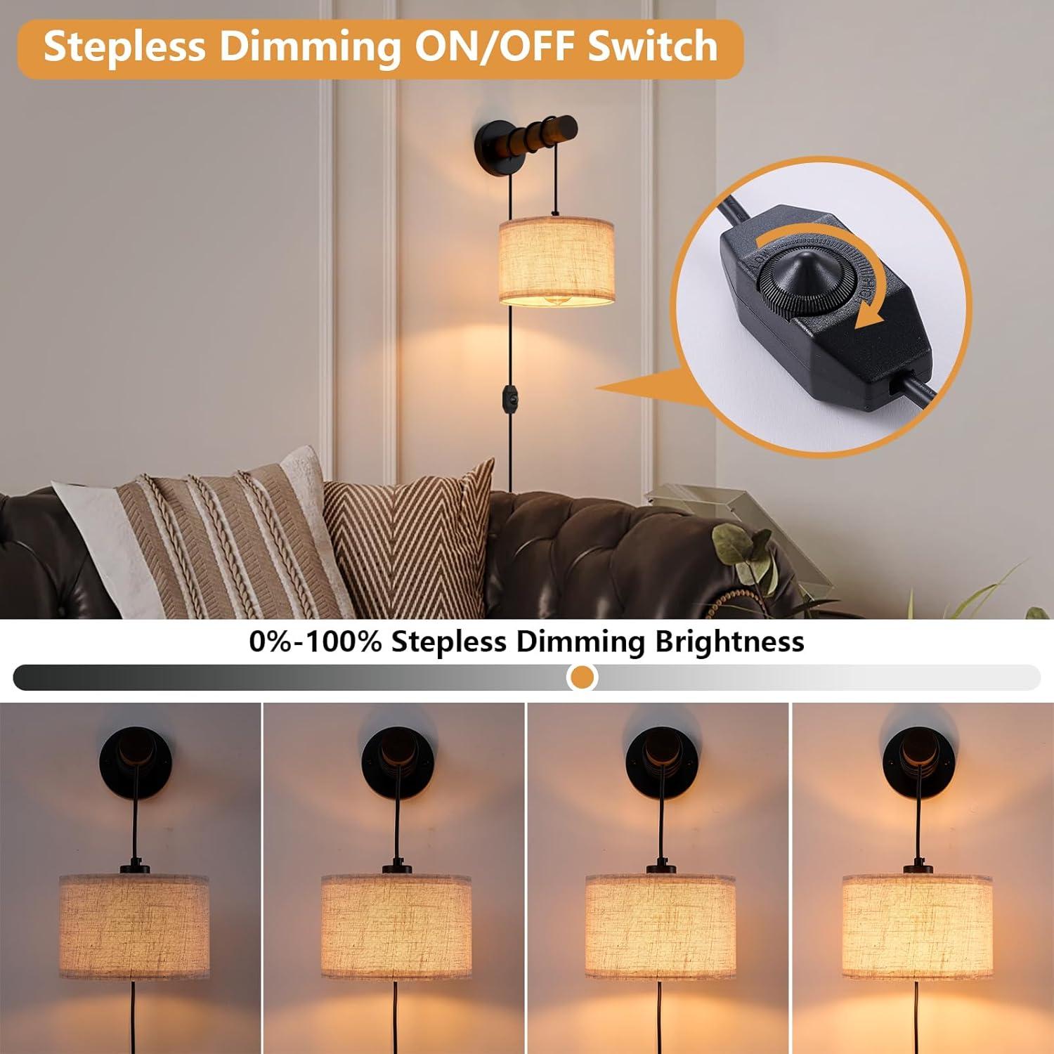 Juego de 2 apliques de pared regulables con enchufe beige