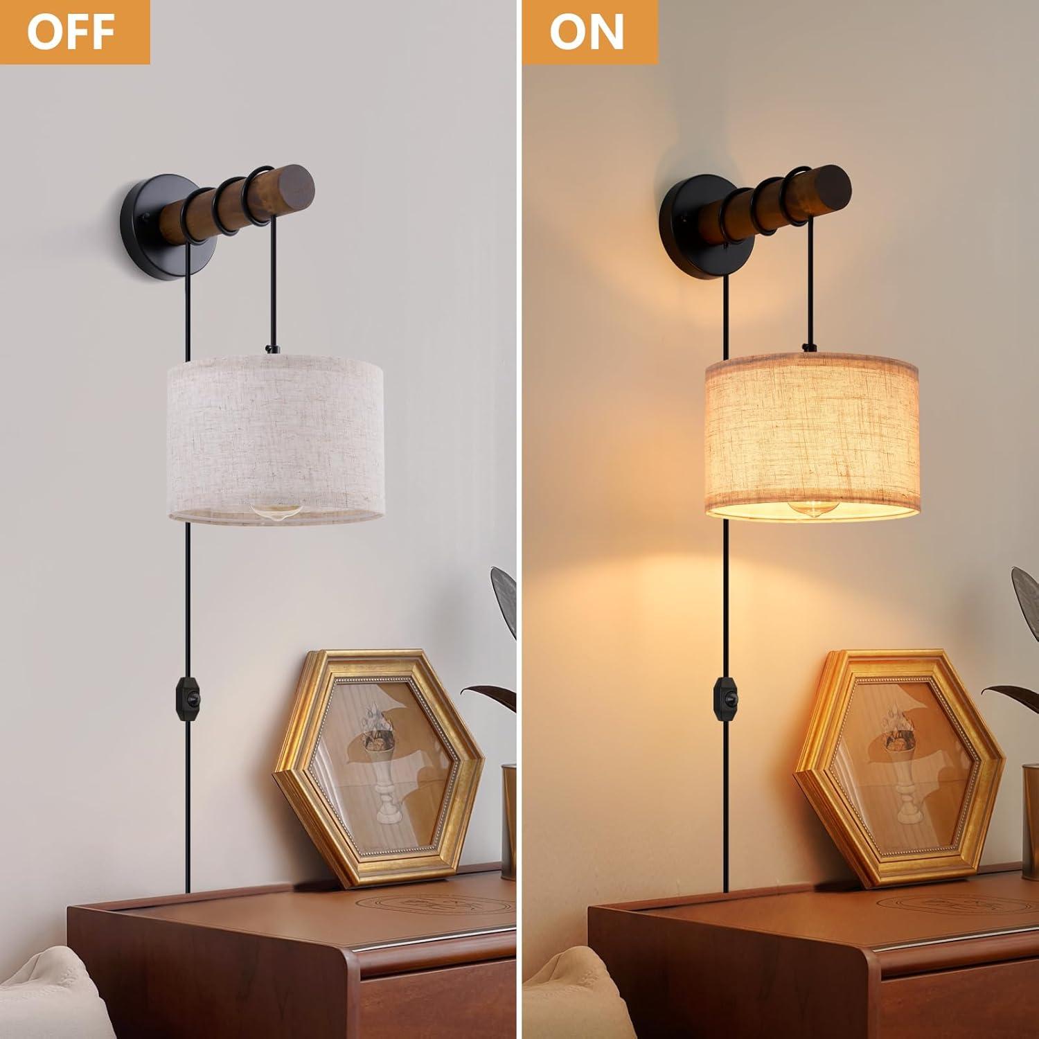 Juego de 2 apliques de pared regulables con enchufe beige