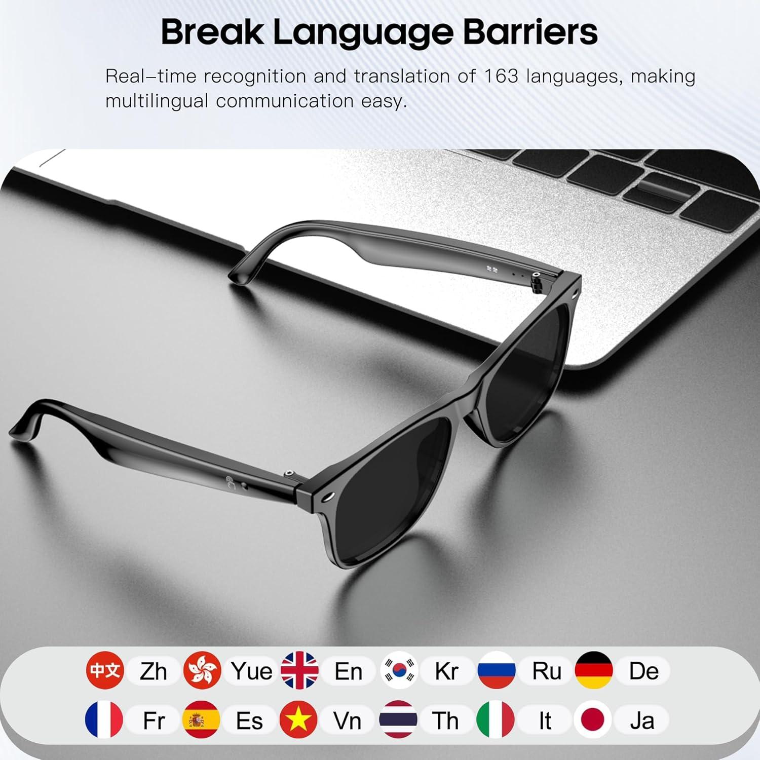 Gafas Inteligentes de Traducción AI Hellibito - Bluetooth 6.0 UV400