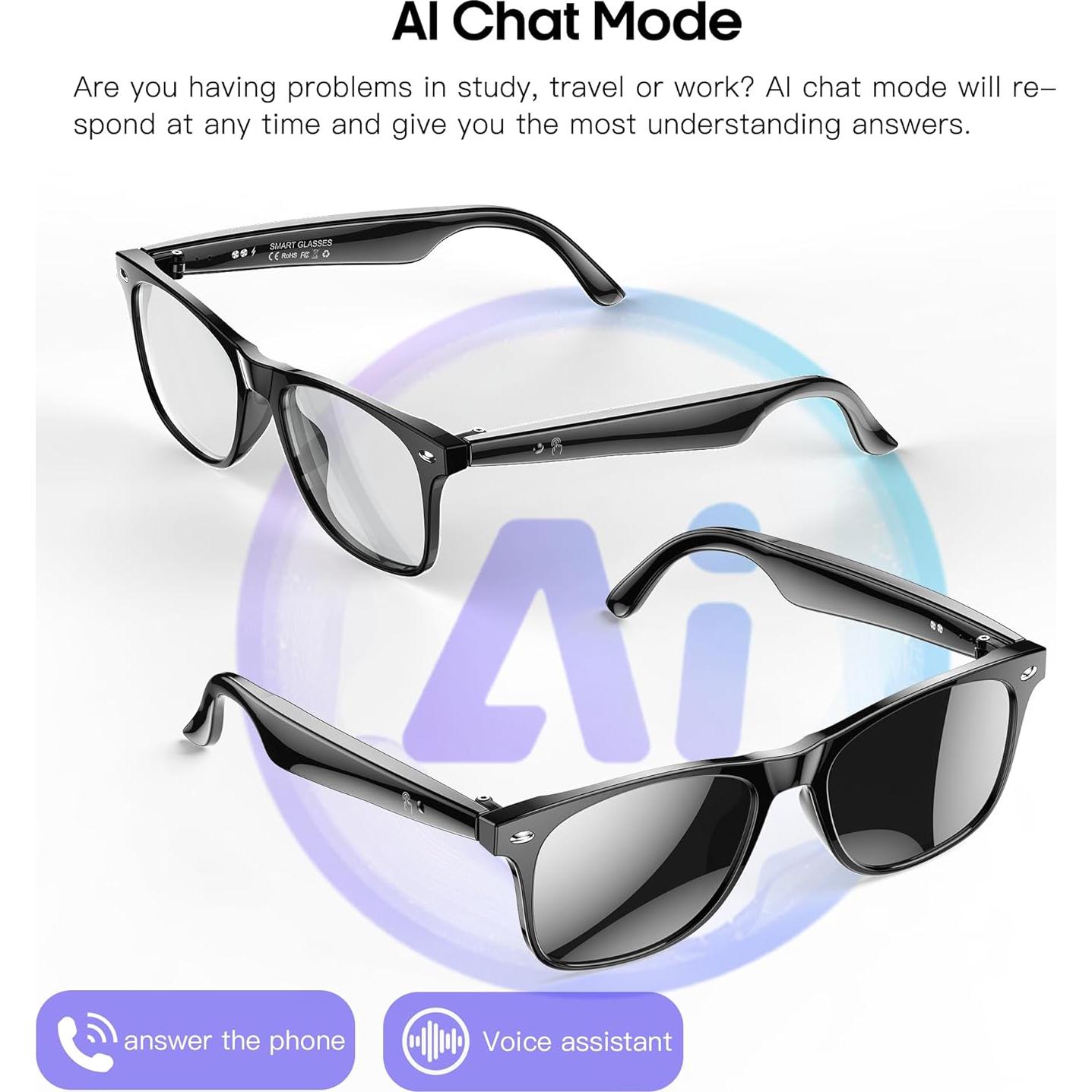 Gafas Inteligentes de Traducción AI Hellibito - Bluetooth 6.0 UV400