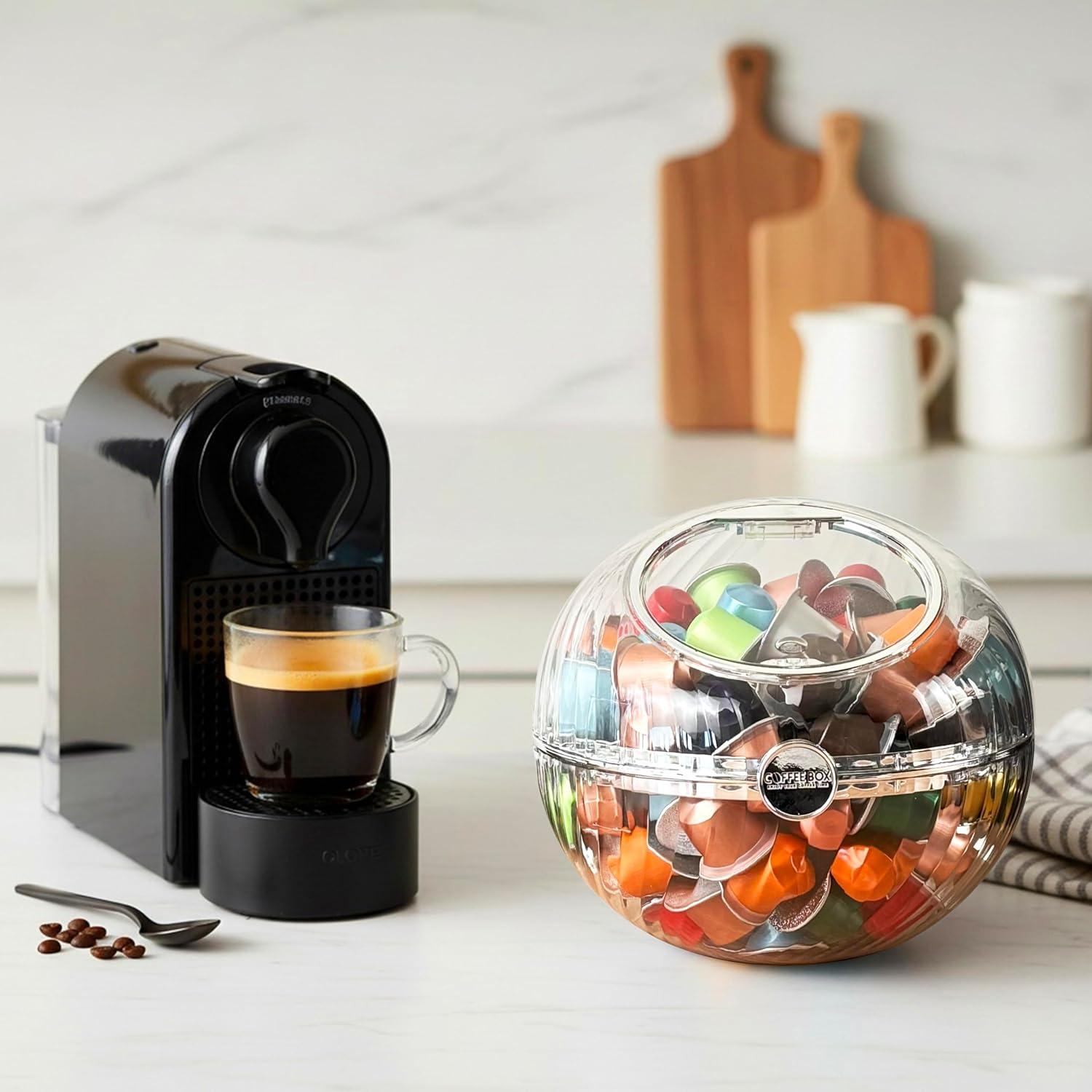 Large Capacity K Cup Holder Organizer with Lid - Clear Coffee Pod Storage for Kitchen Counter and Office Desktop, Coffee Bar Accessories ＆Decor