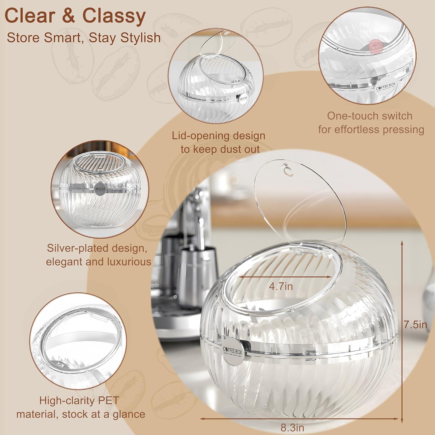 Large Capacity K Cup Holder Organizer with Lid - Clear Coffee Pod Storage for Kitchen Counter and Office Desktop, Coffee Bar Accessories ＆Decor