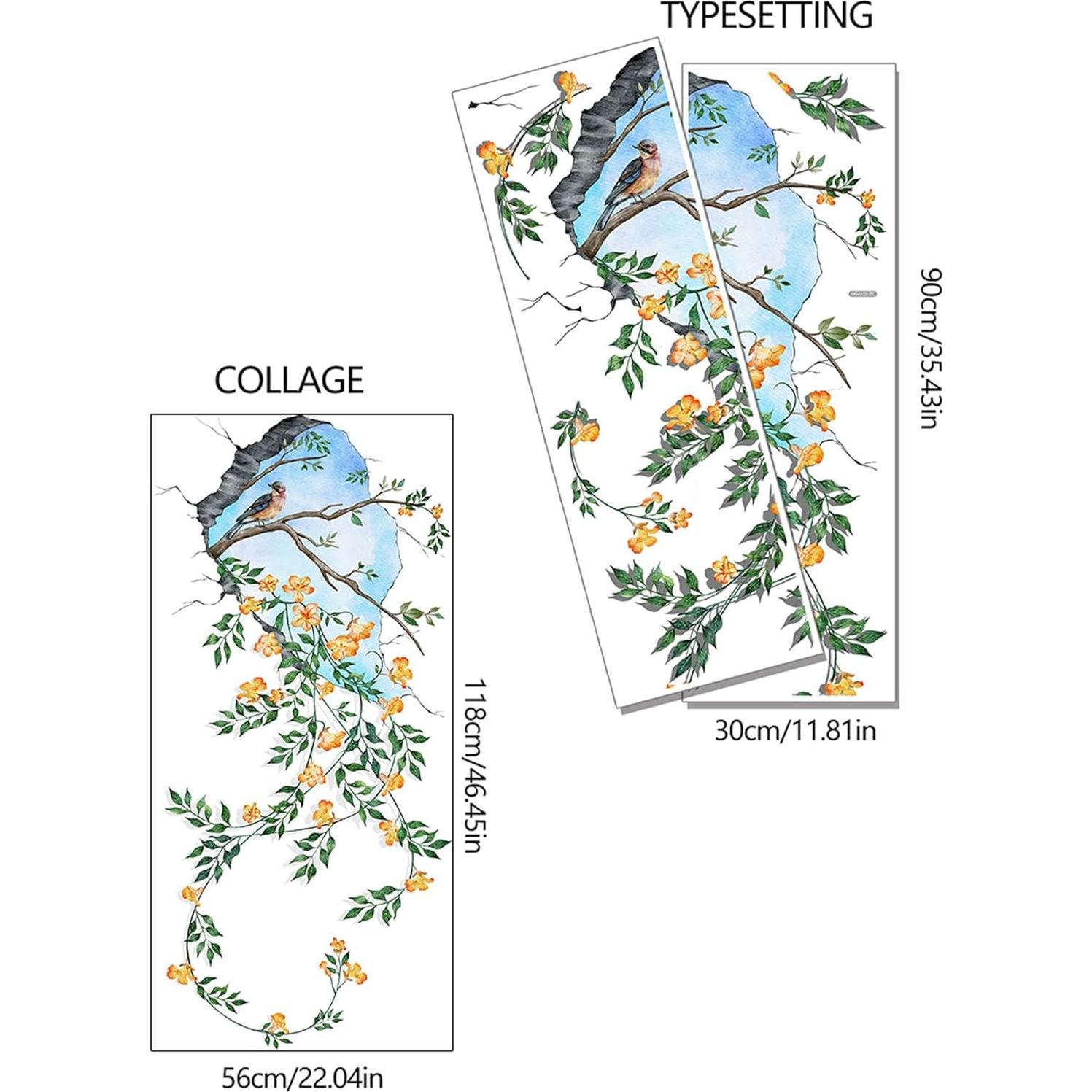 Calcomanías de Pared 3D SWORNA Flores Vides 90x30 cm