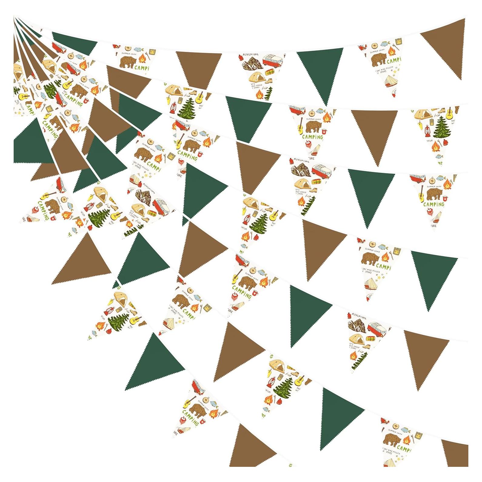Guirnalda de Tela Triangular Camping 10m 36 Banderas Verde Marrón