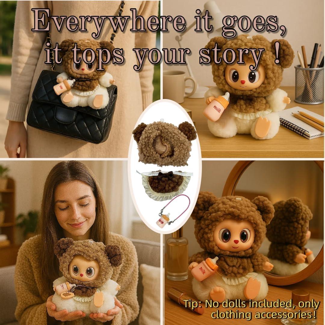 Conjunto de Capucha de Oso Marrón y Botella de Leche - GUYUE