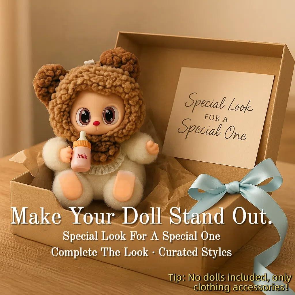 Conjunto de Capucha de Oso Marrón y Botella de Leche - GUYUE