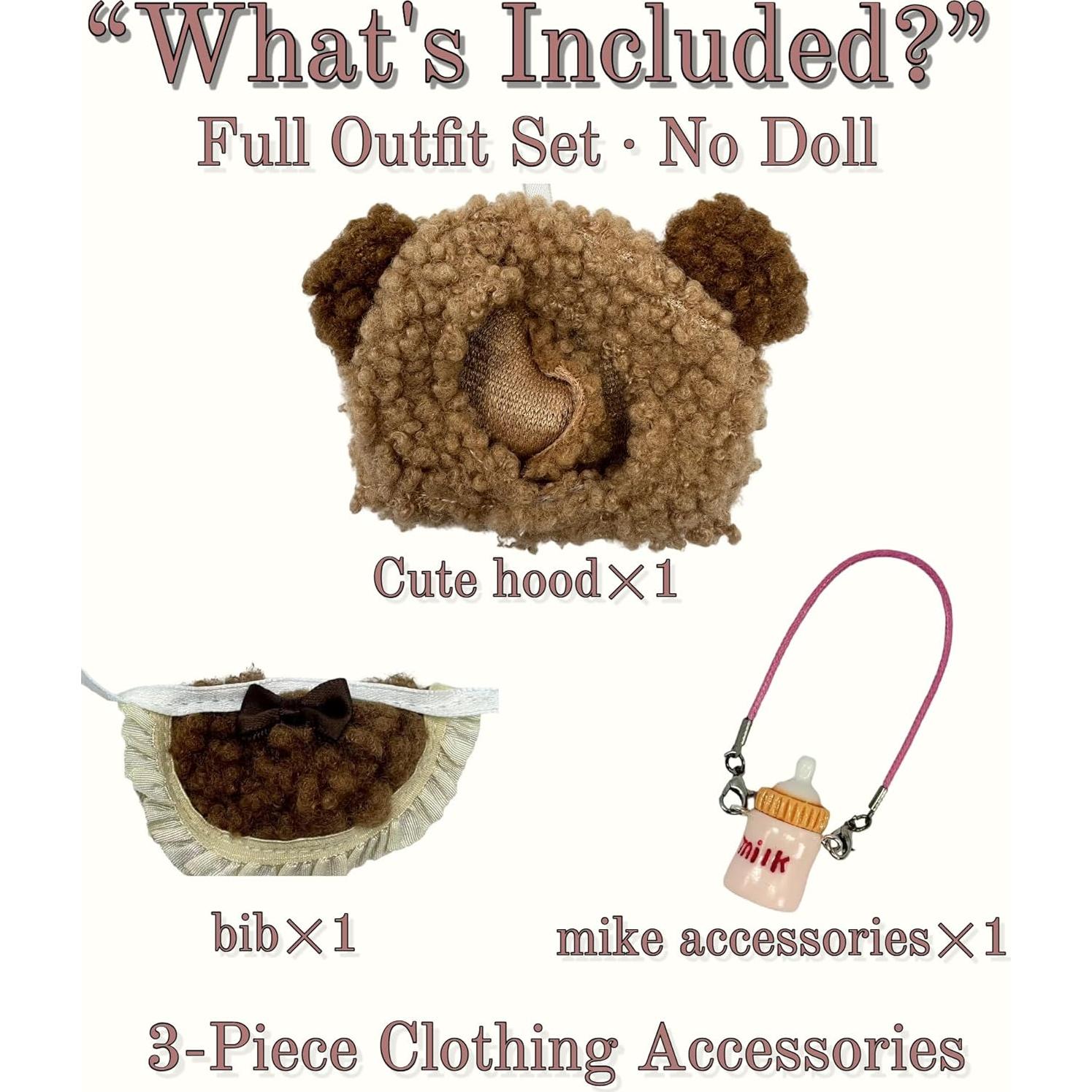 Conjunto de Capucha de Oso Marrón y Botella de Leche - GUYUE
