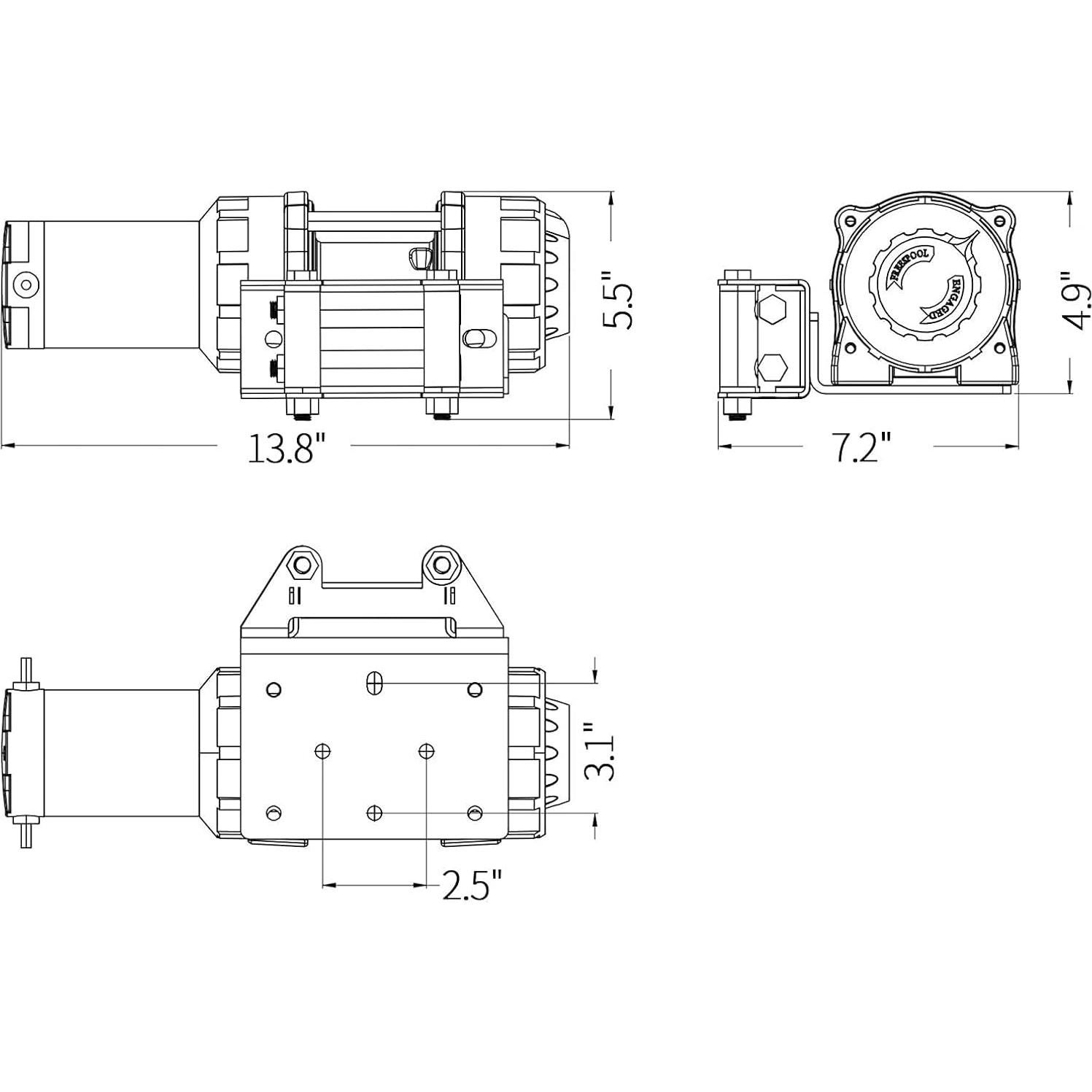 Cabrestante Eléctrico CXRCY 4000 lbs para ATV/UTV con Control Remoto
