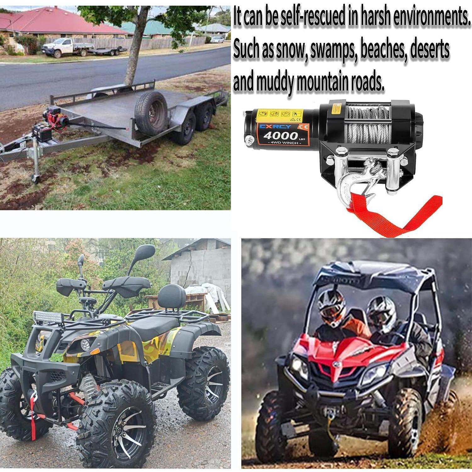 Cabrestante Eléctrico CXRCY 4000 lbs para ATV/UTV con Control Remoto