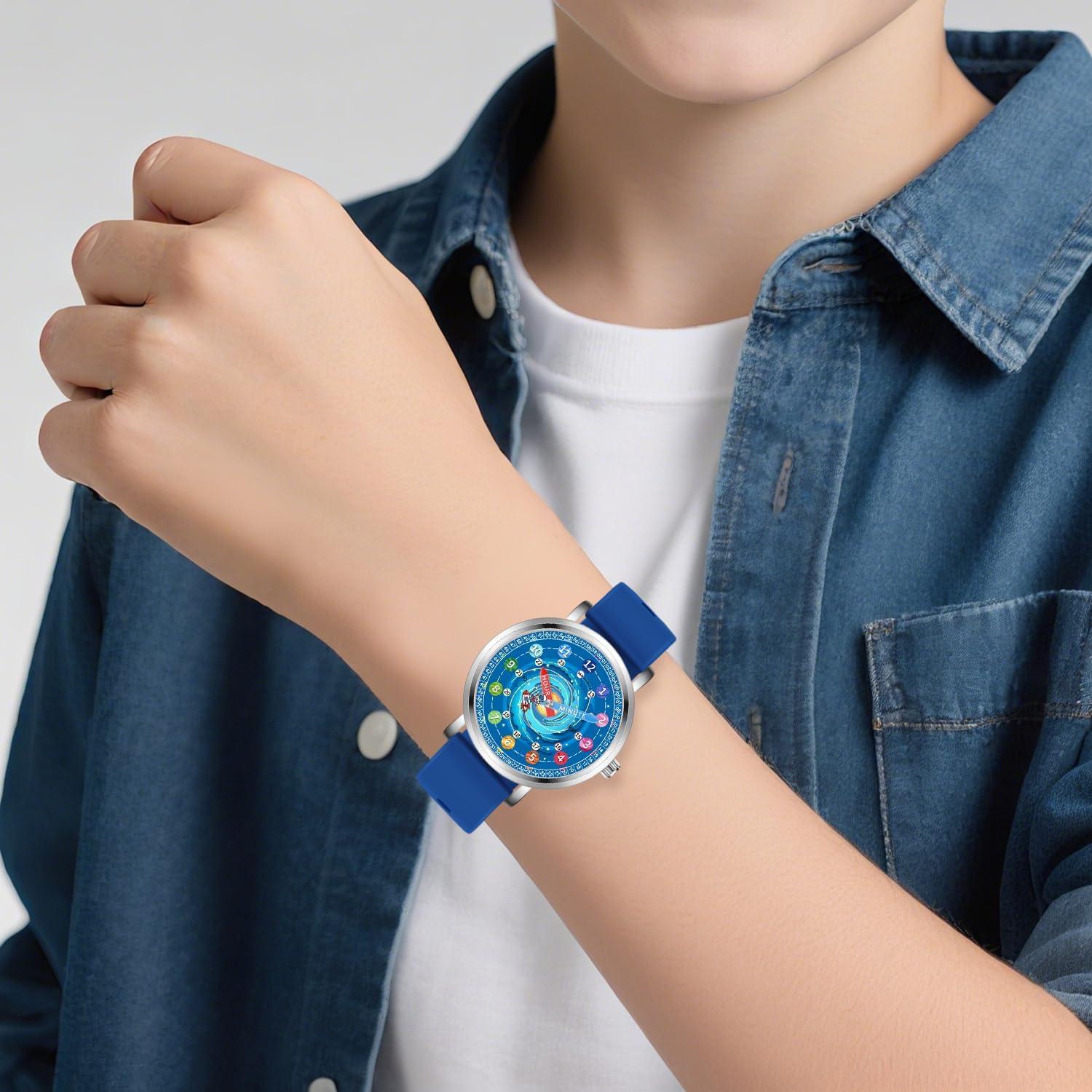 Reloj Analógico para Niños Kchss Astronauta Azul 7-12 Años