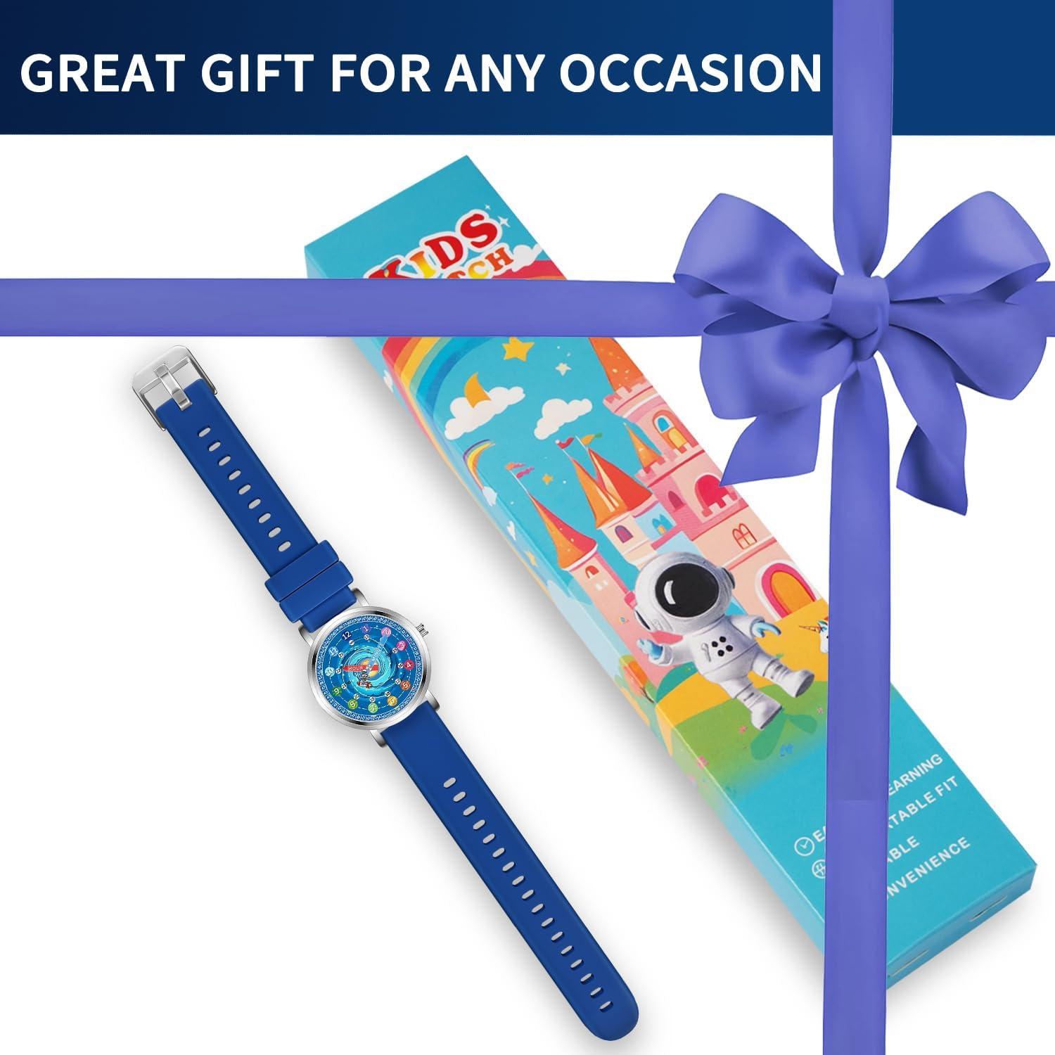 Reloj Analógico para Niños Kchss Astronauta Azul 7-12 Años