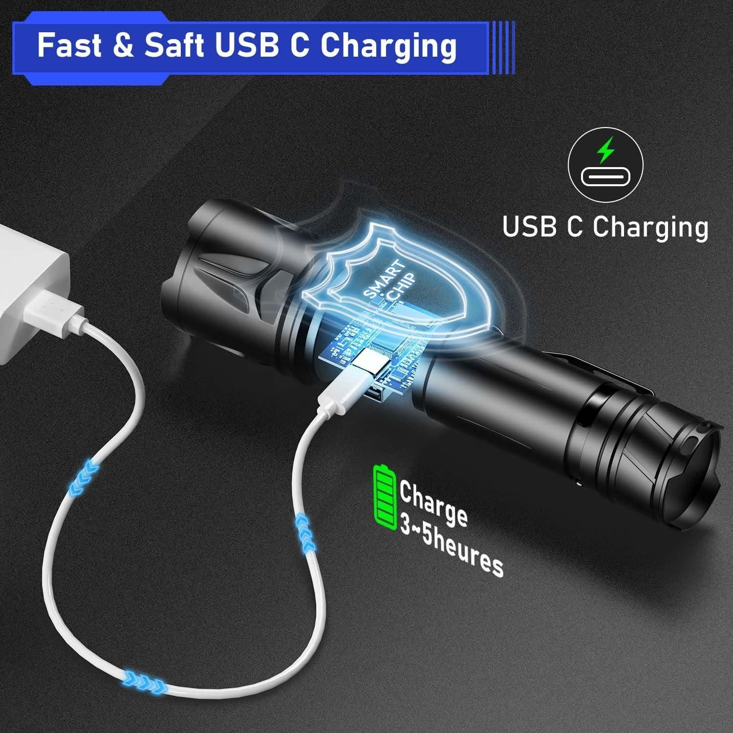 Linterna JAY-PARK F18 10000 Lúmenes Recargable IP67 5 Modos