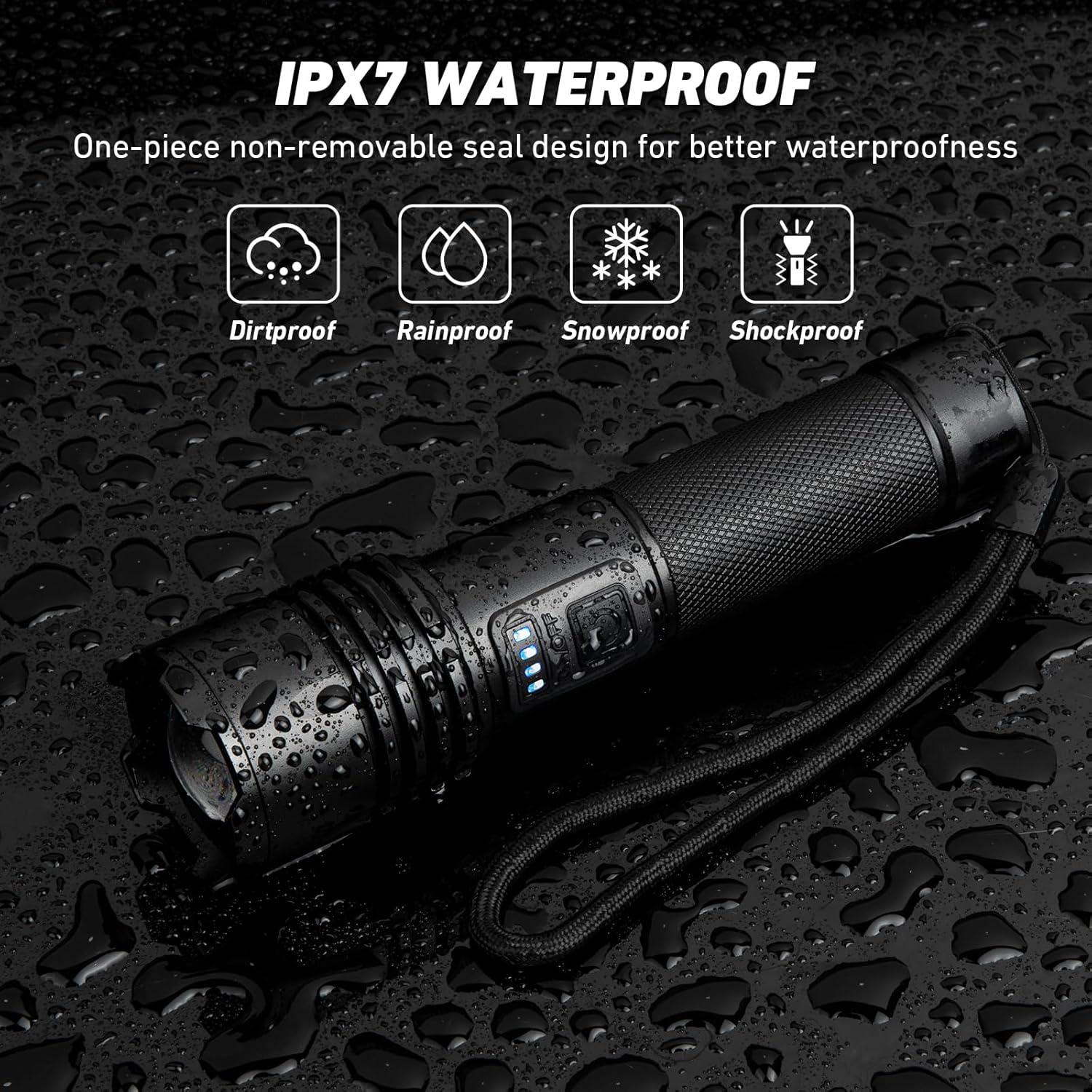 Linterna LED Recargable QOPOYU P109 90000 Lúmenes IPX7 (2 Pcs)