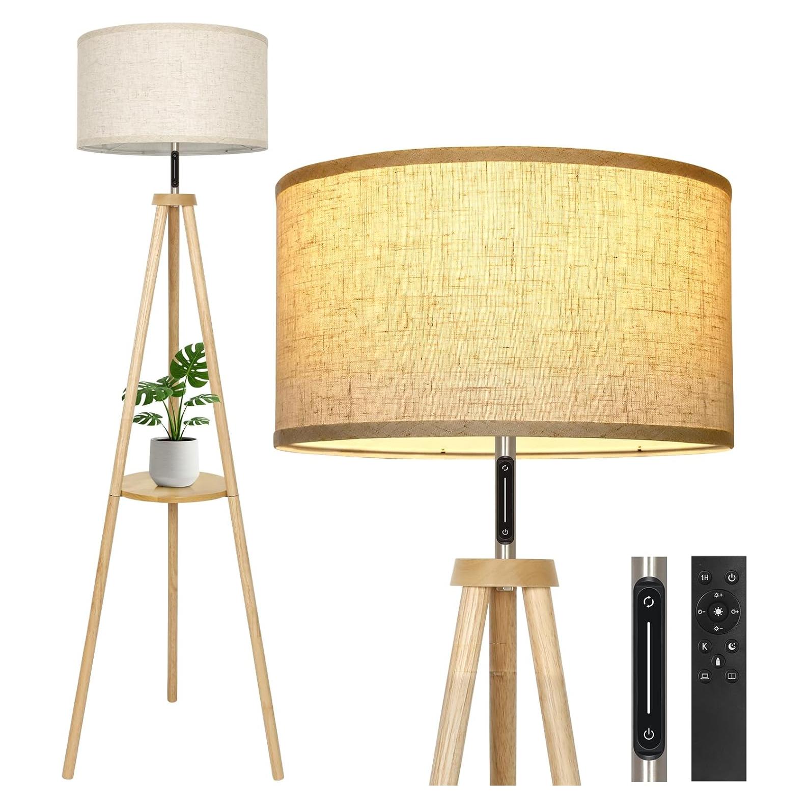 Lámpara de Pie LED Regulable OUTON con Estante y Control Táctil