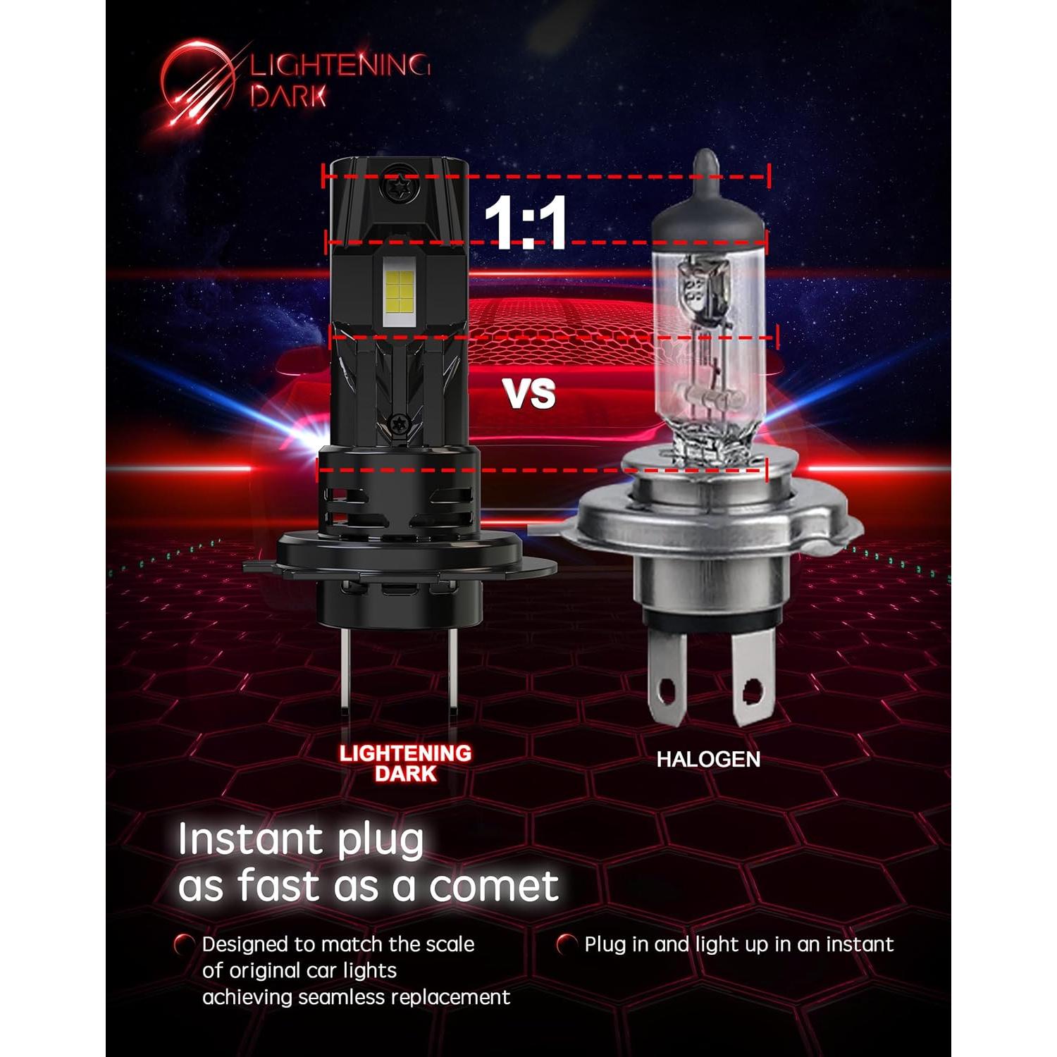 Bombillas LED H7 LIGHTENING DARK 6500K 600% Brillo (Paquete de 2)