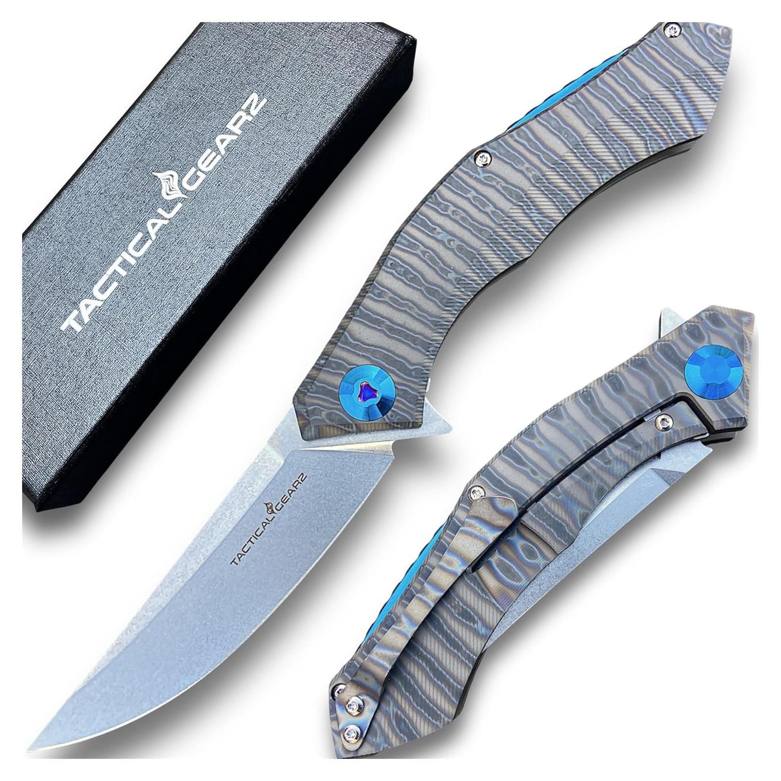 Cuchillo de bolsillo TACTICAL GEARZ de titanio TC4 y acero D2