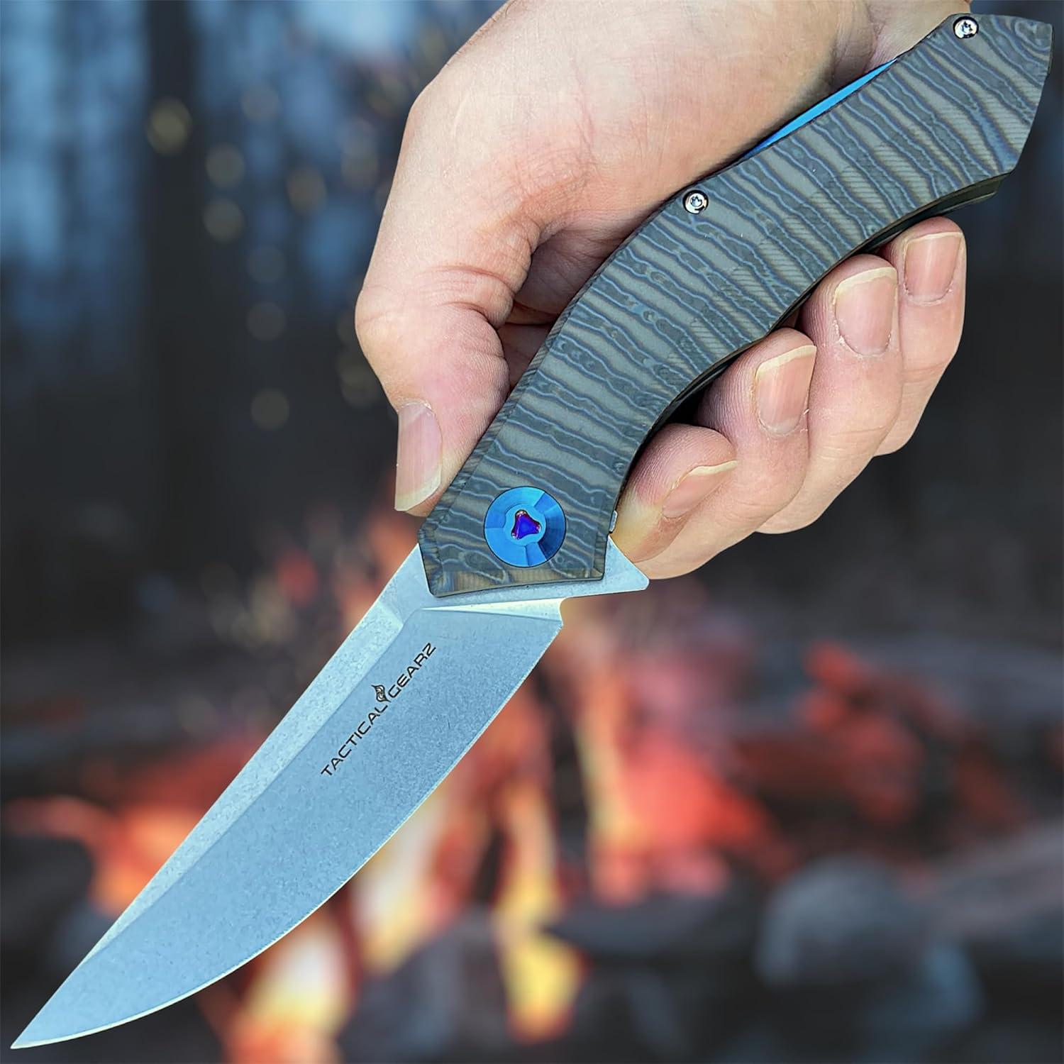 Cuchillo de bolsillo TACTICAL GEARZ de titanio TC4 y acero D2