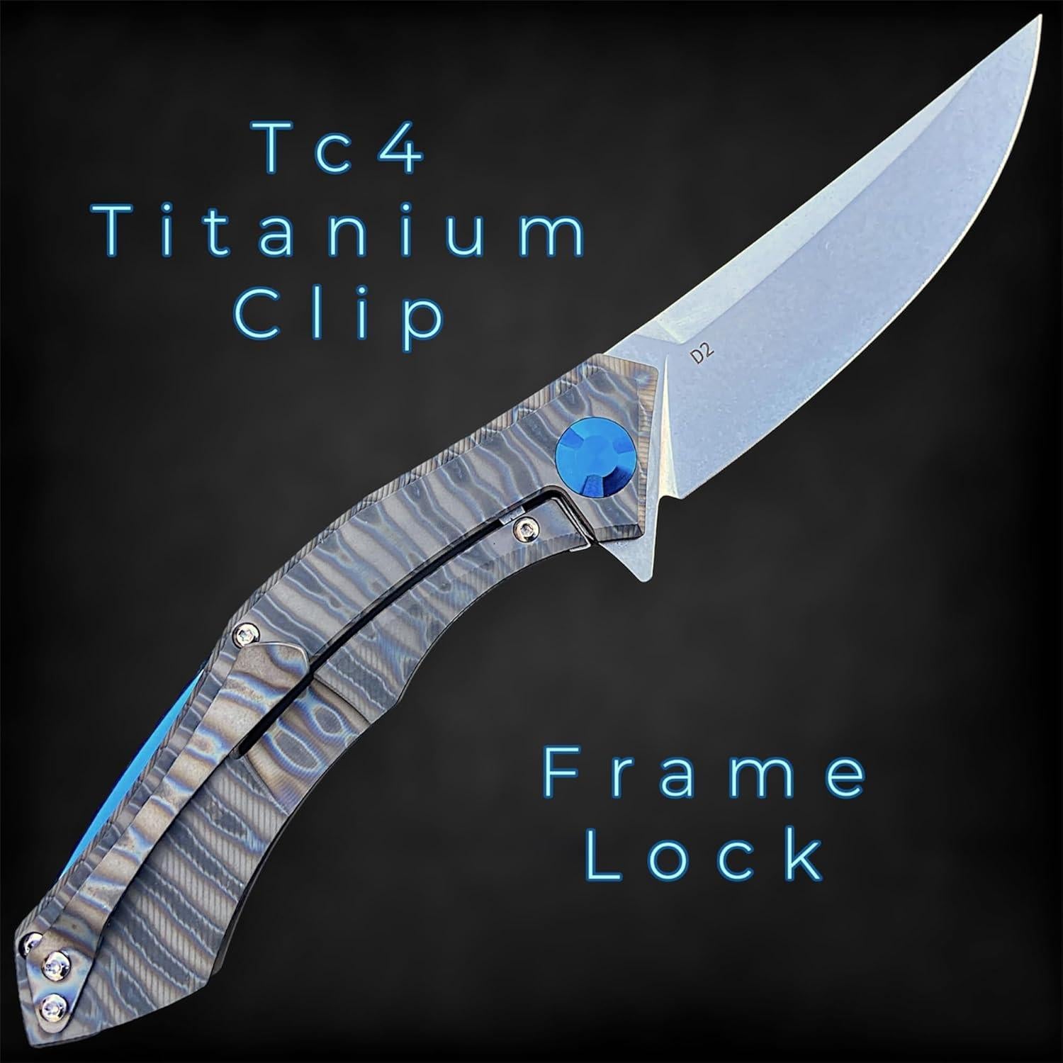 Cuchillo de bolsillo TACTICAL GEARZ de titanio TC4 y acero D2