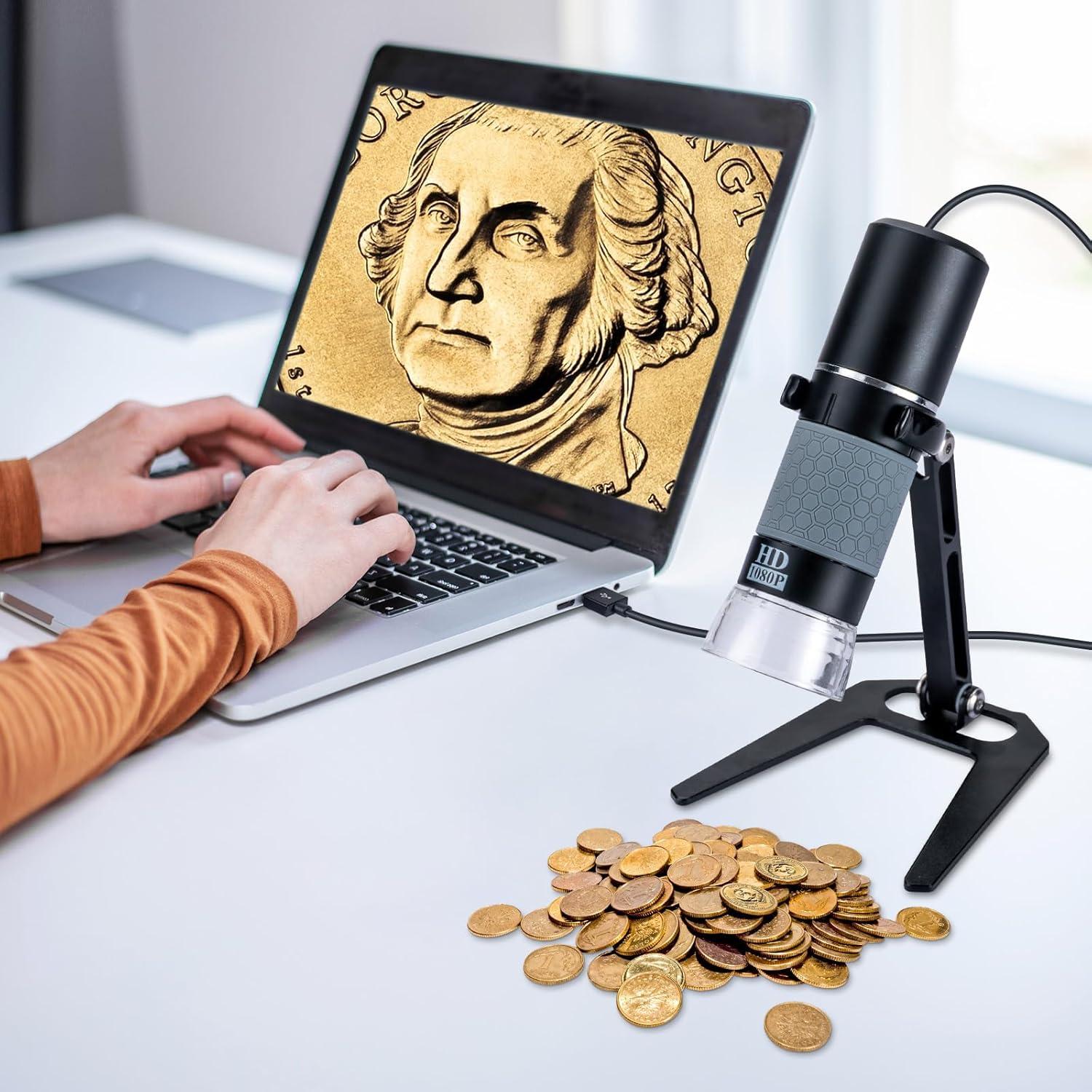 Microscopio USB 1080P Bysameyee 50X-1000X con soporte metal