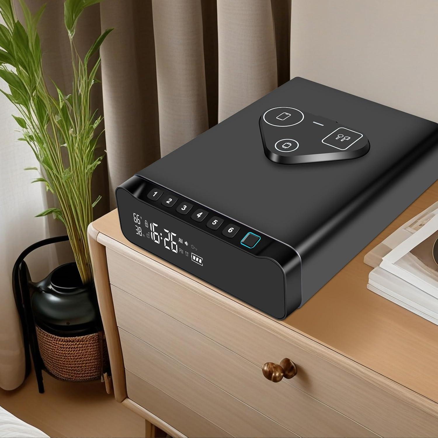 Caja Fuerte Biométrica BBRKIN con Reloj y Carga Inalámbrica