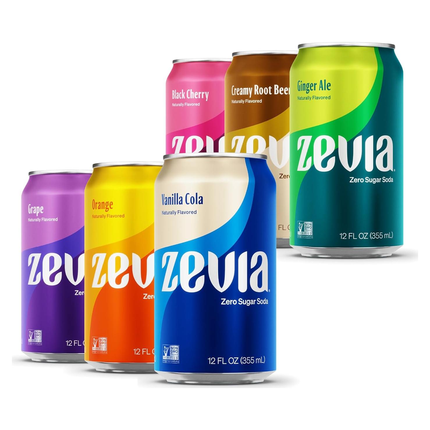 Soda Sin Azúcar Zevia Variedad Arcoíris 24 Latas 355ml