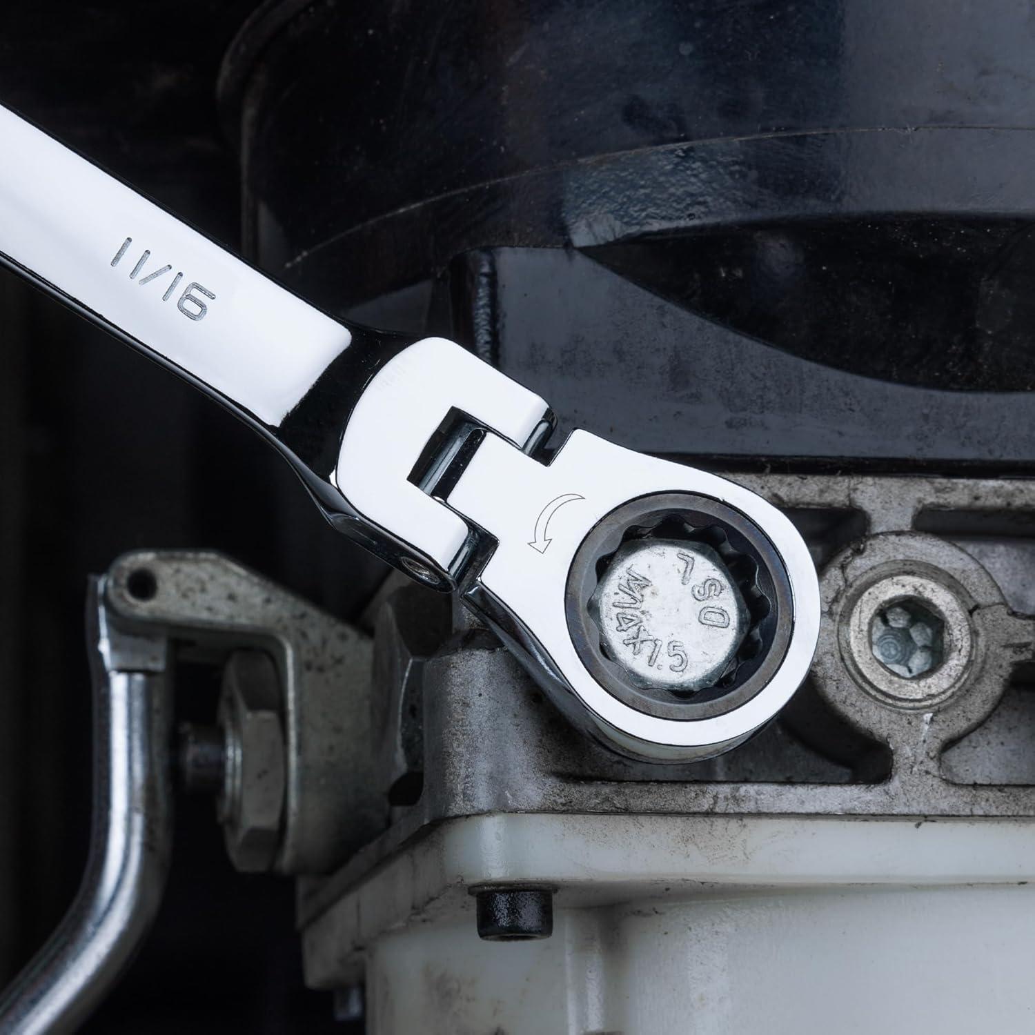 Juego de Llaves de Carraca Flexible DURATECH 22 Piezas Métrico y SAE