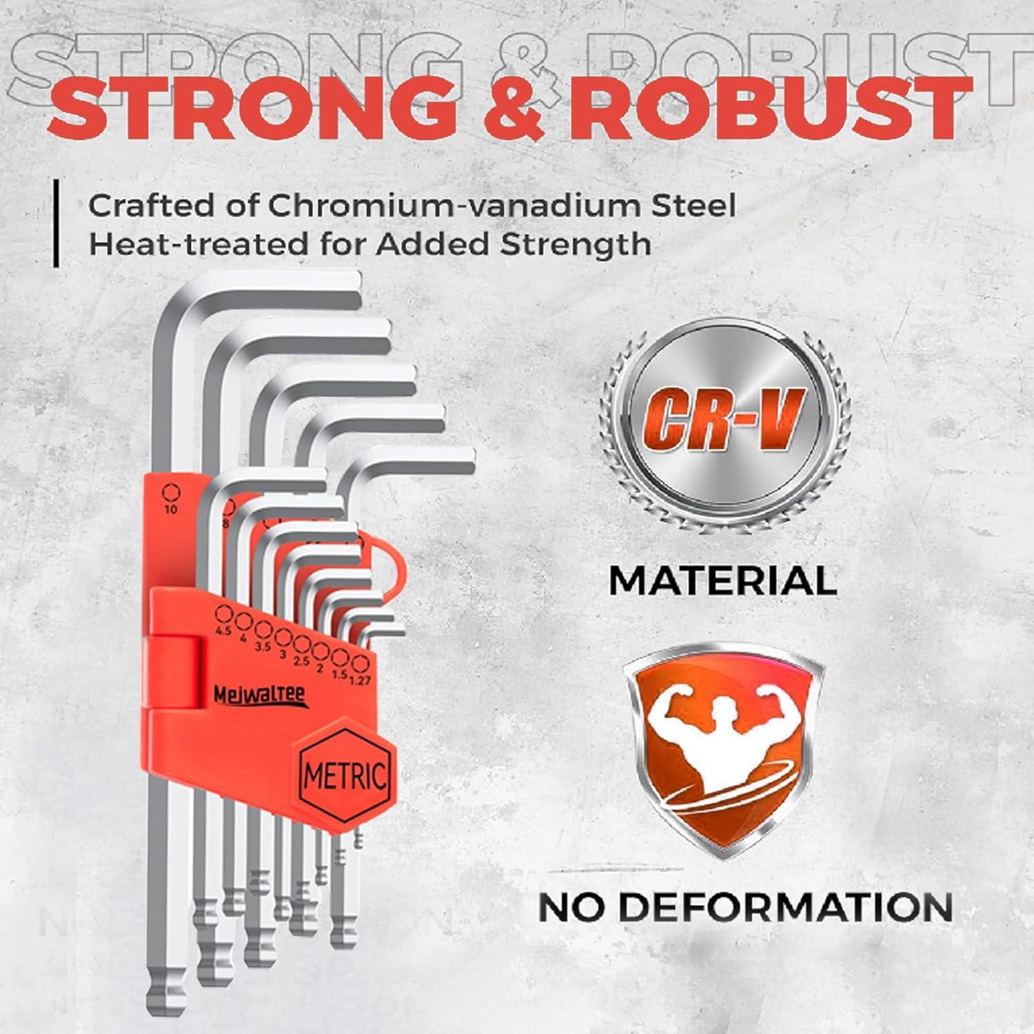 Juego de Llaves Allen Meiwaltee 26PCS Métrico y SAE 1.27-10mm