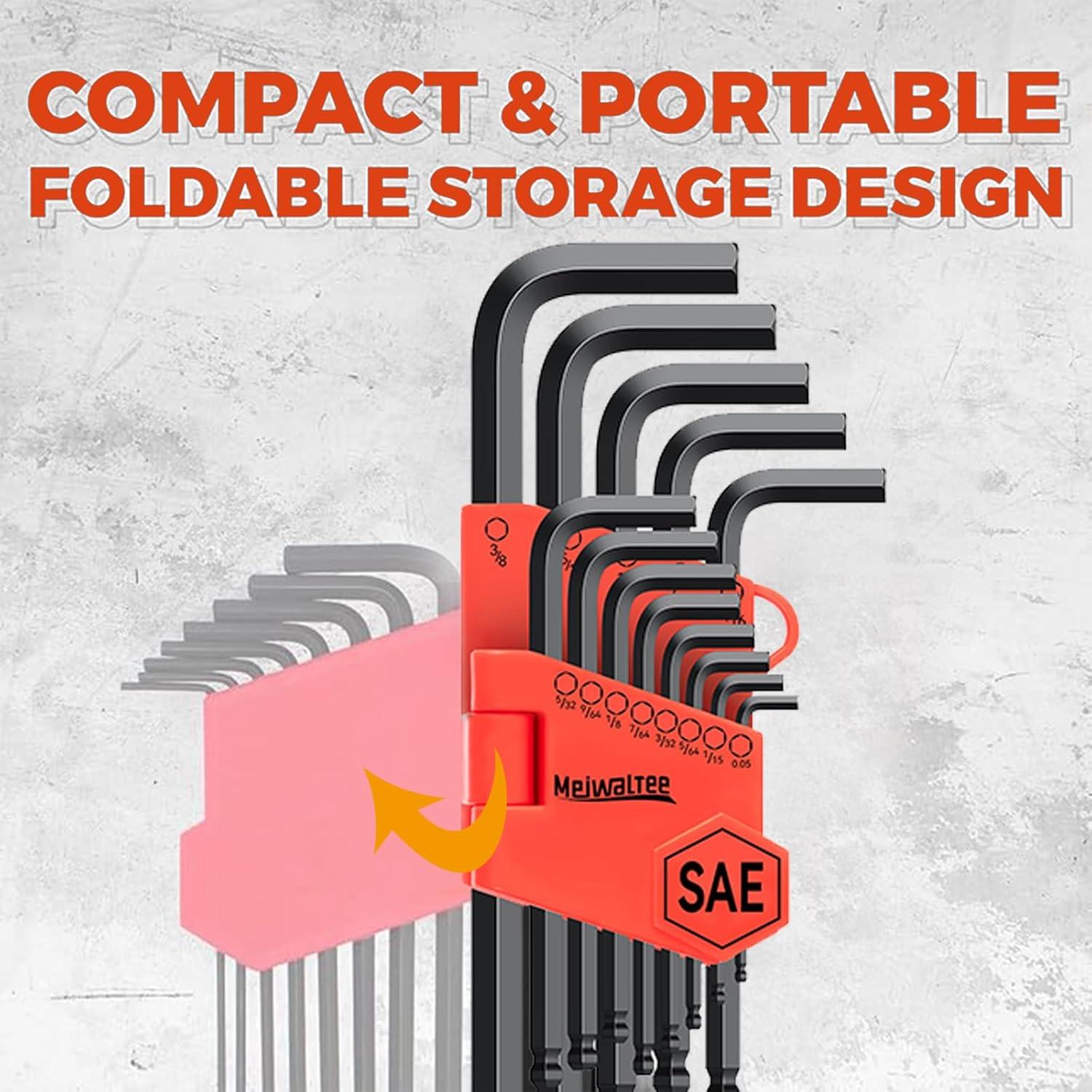 Juego de Llaves Allen Meiwaltee 26PCS Métrico y SAE 1.27-10mm