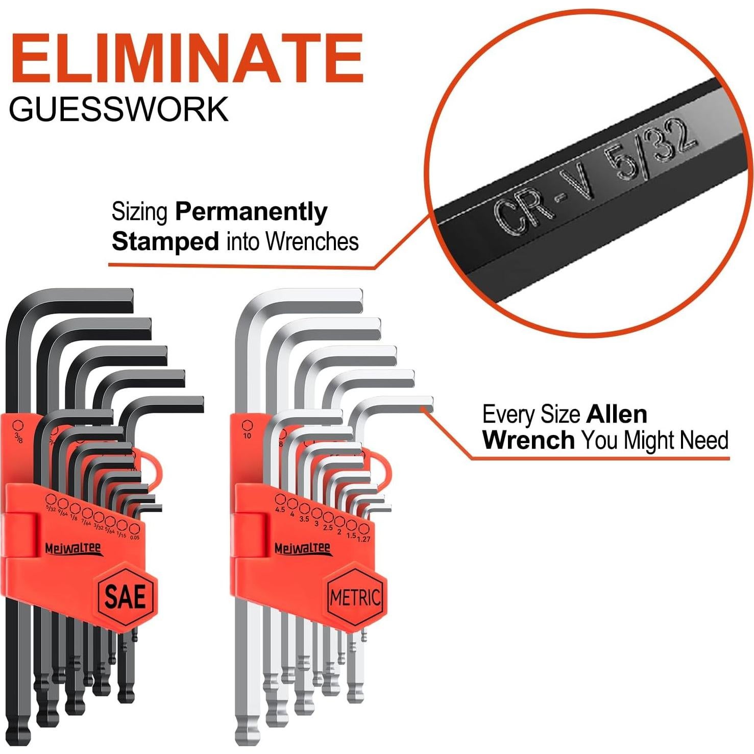 Juego de Llaves Allen Meiwaltee 26PCS Métrico y SAE 1.27-10mm