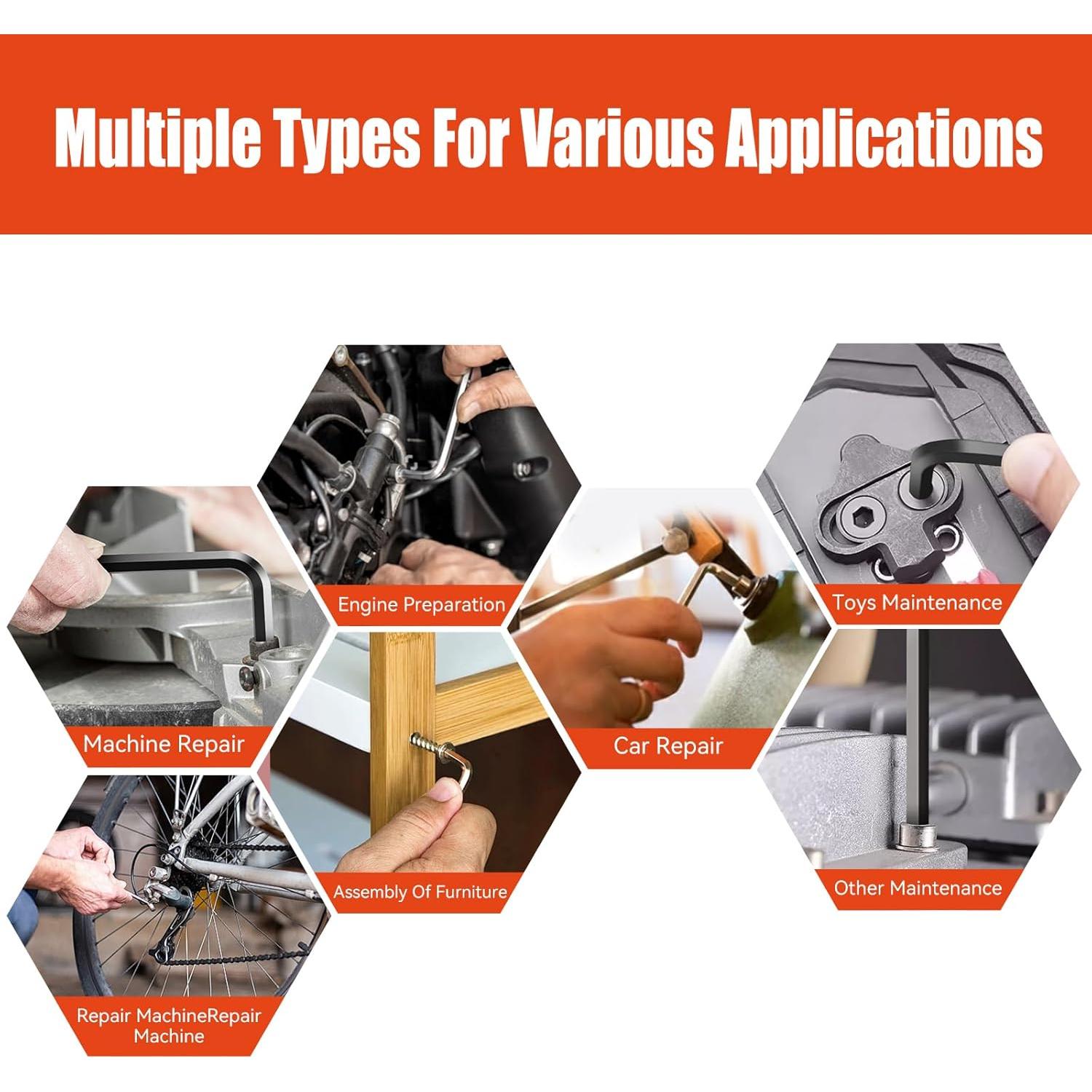 Juego de Llaves Allen Meiwaltee 26PCS Métrico y SAE 1.27-10mm