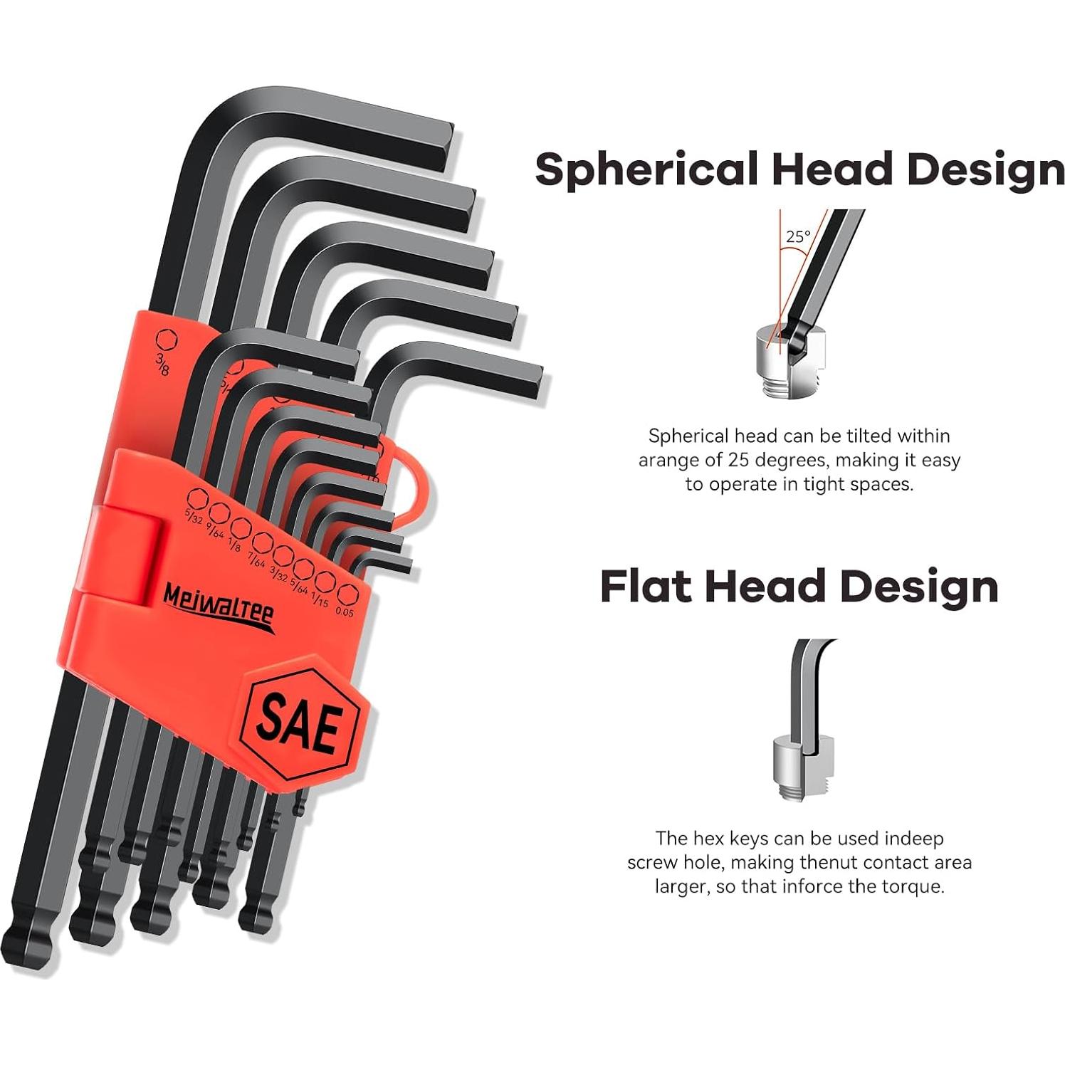 Juego de Llaves Allen Meiwaltee 26PCS Métrico y SAE 1.27-10mm