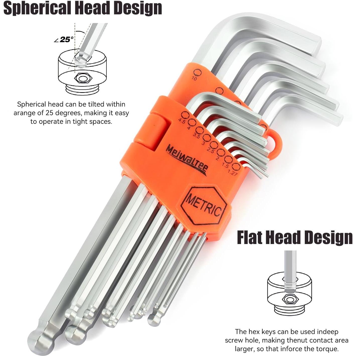 Juego de Llaves Allen Meiwaltee 26PCS Métrico y SAE 1.27-10mm