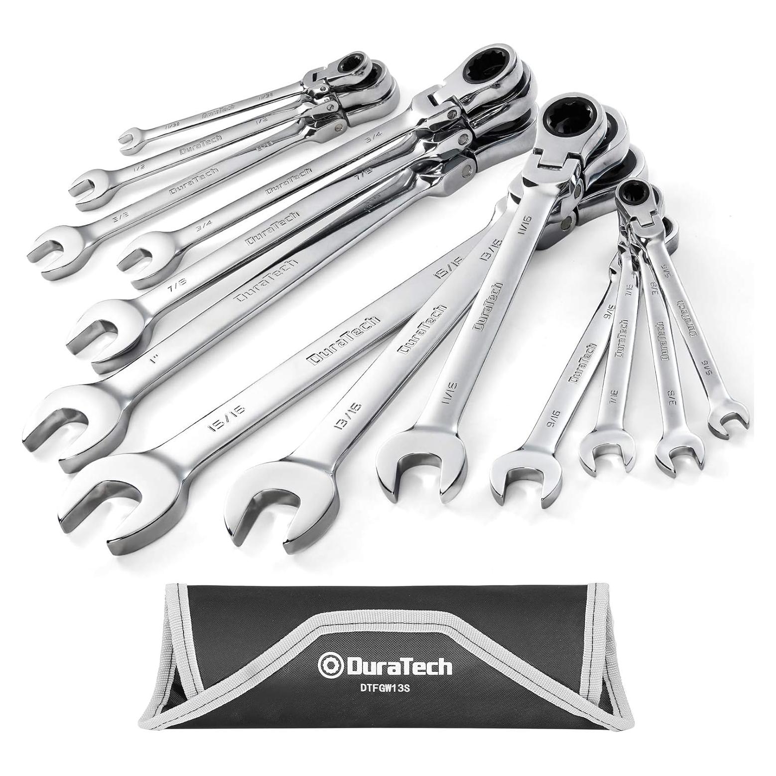 Juego de Llaves Combinadas Flexibles con Carraca DURATECH 13 Piezas